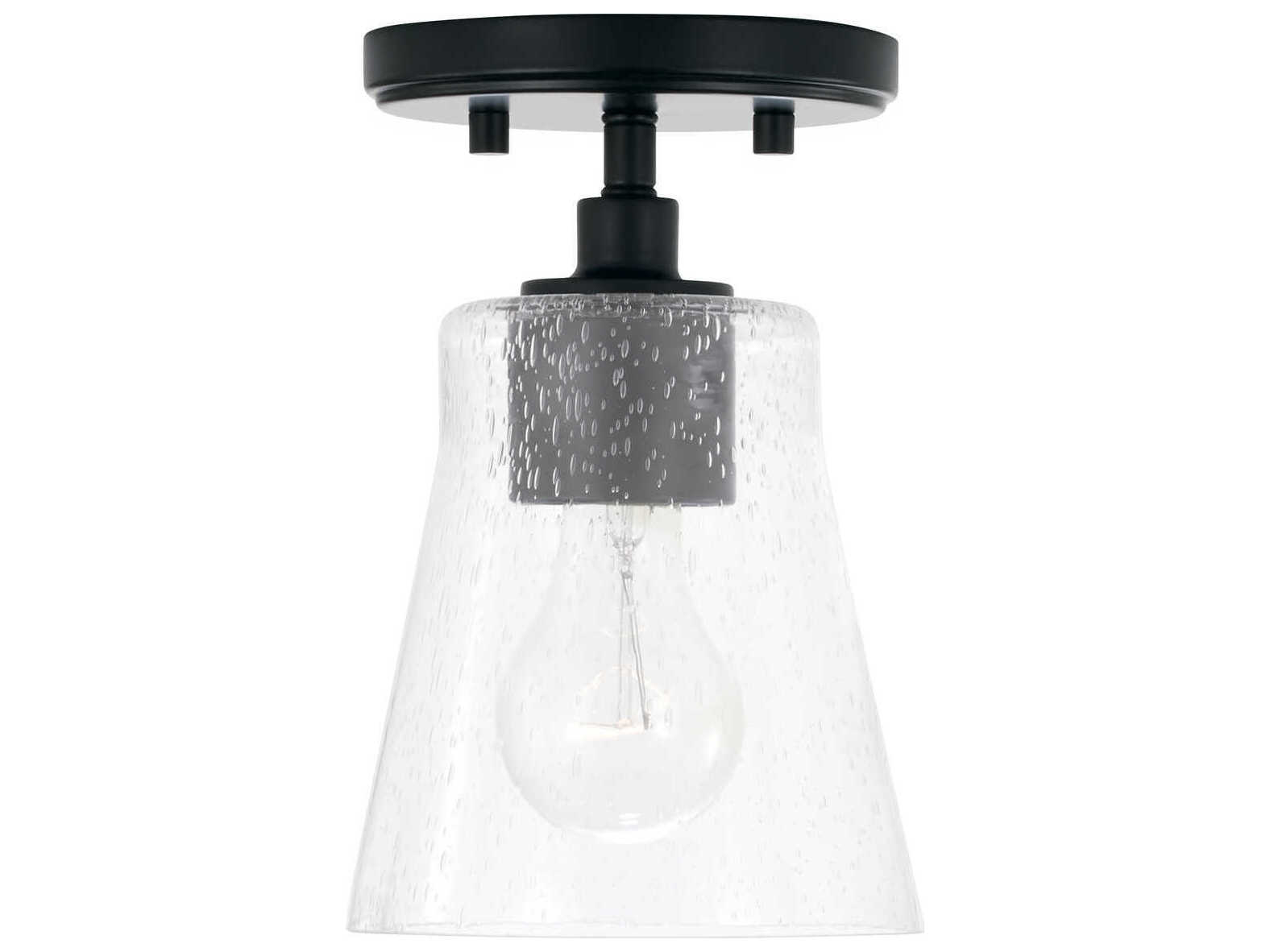 Capital Lighting Baker 1-Light Matte Black Glass Mini Pendant