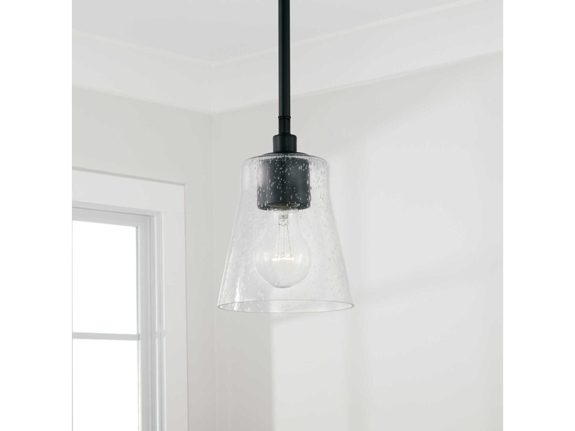 Capital Lighting Baker 1-Light Matte Black Glass Mini Pendant