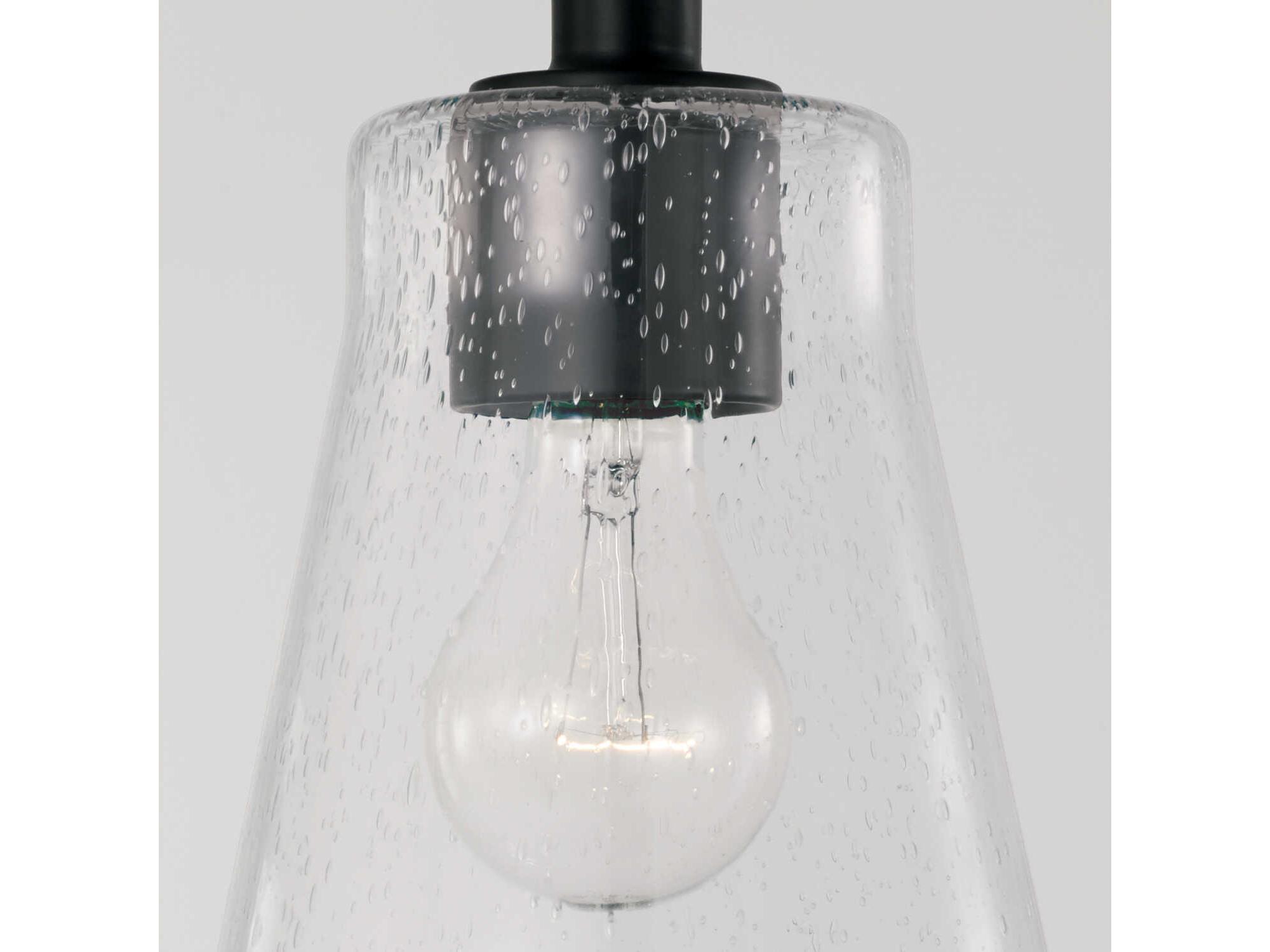 Capital Lighting Baker 1-Light Matte Black Glass Mini Pendant