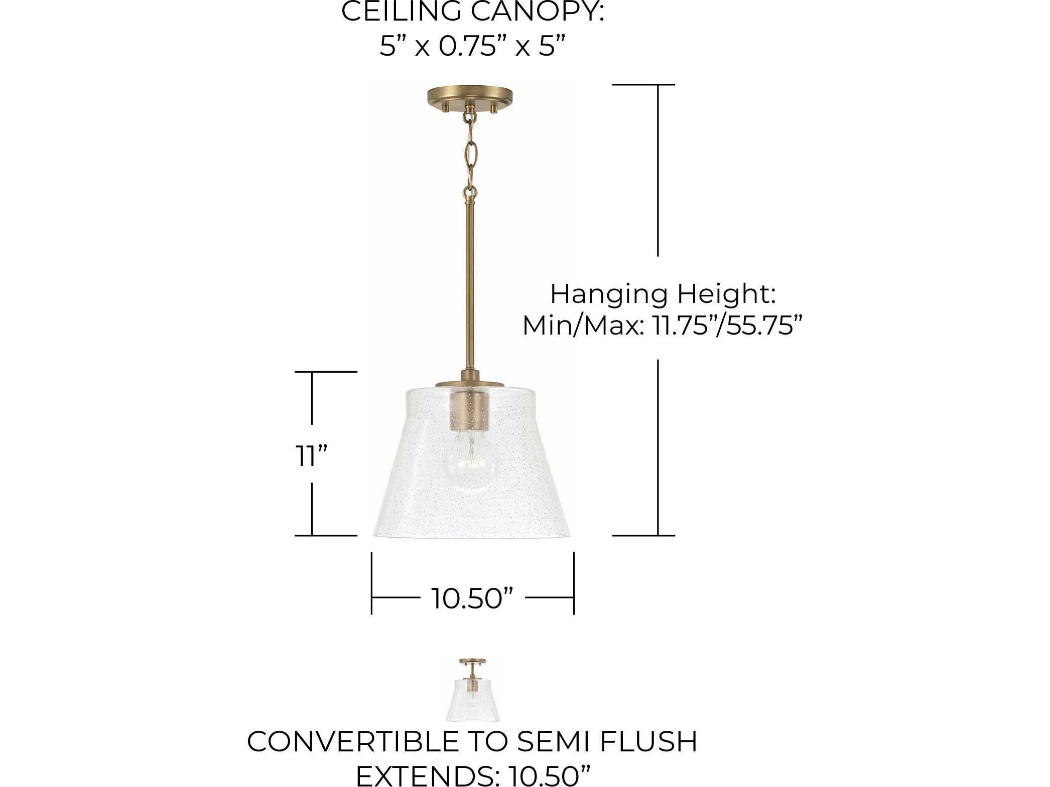 Capital Lighting Baker 1-Light Aged Brass Glass Mini Pendant