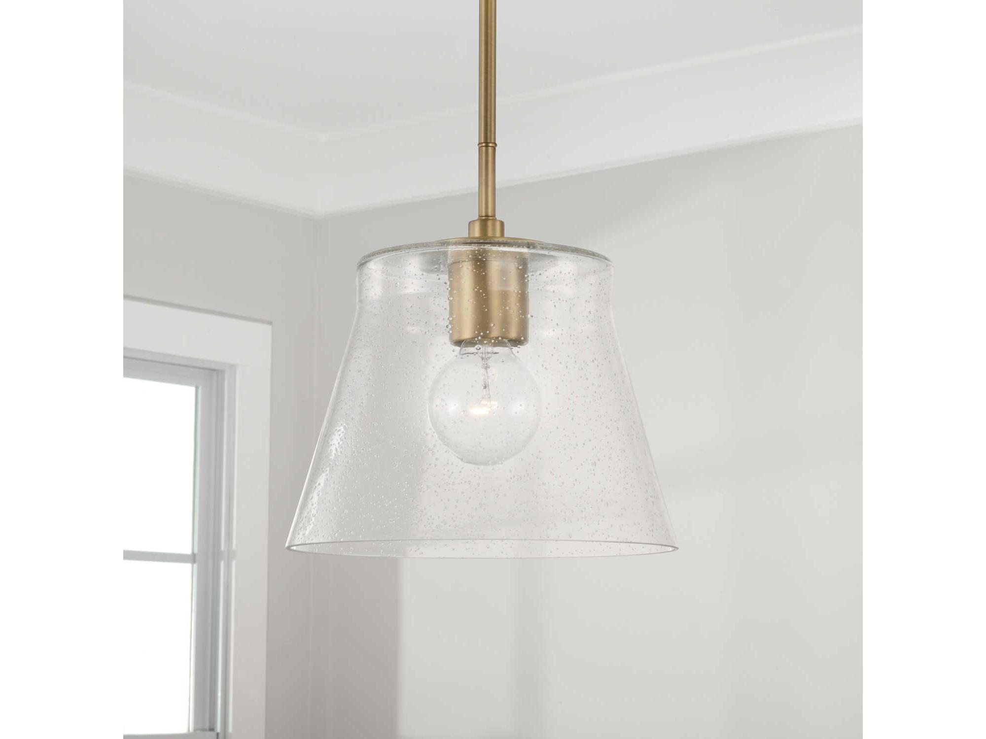 Capital Lighting Baker 1-Light Aged Brass Glass Mini Pendant