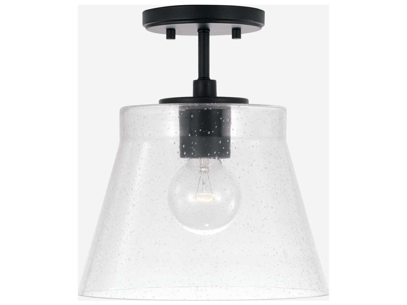 Capital Lighting Baker 1-Light Matte Black Glass Empire Mini Pendant
