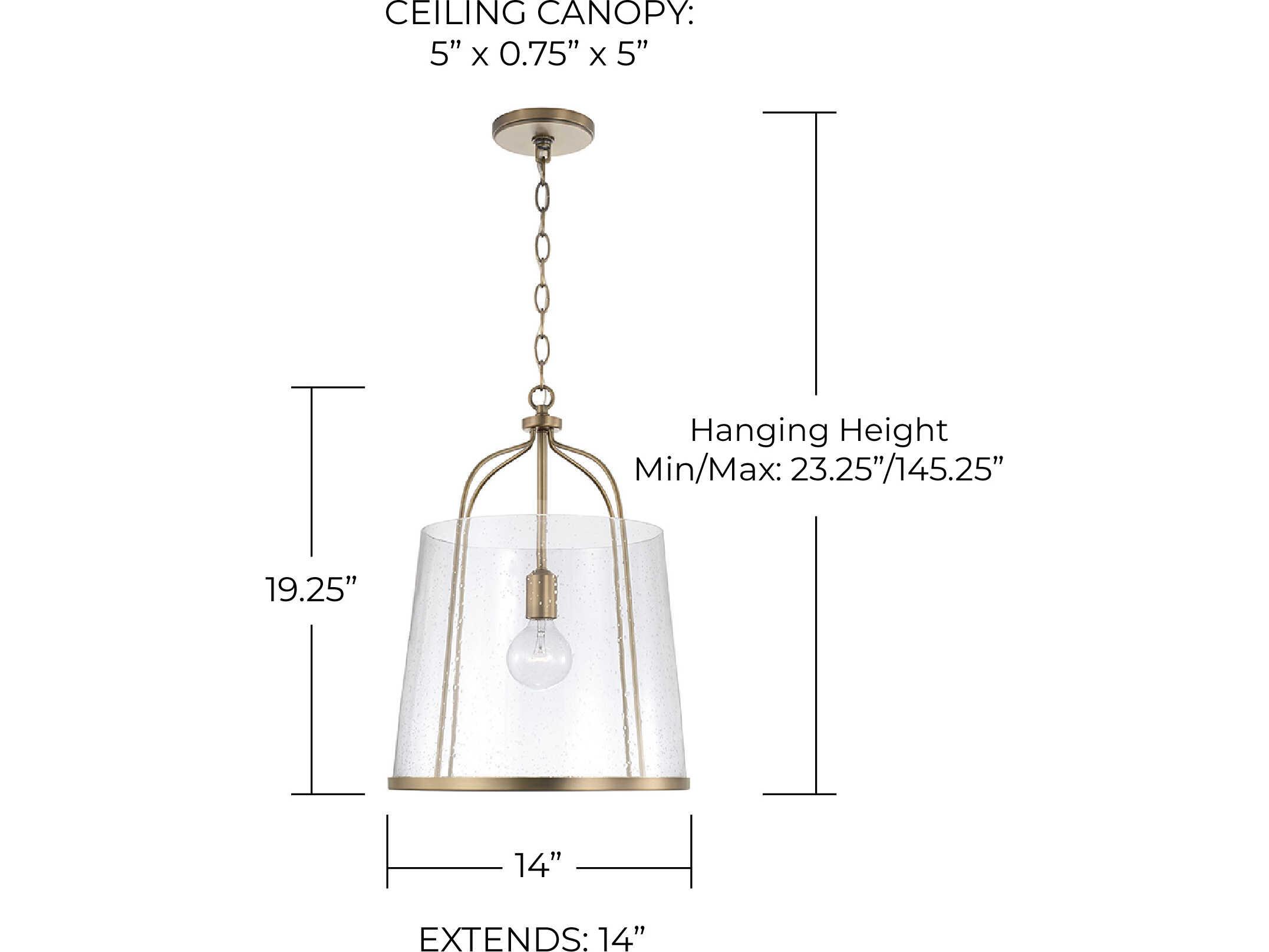 Capital Lighting Madison 1-Light Aged Brass Glass Empire Pendant