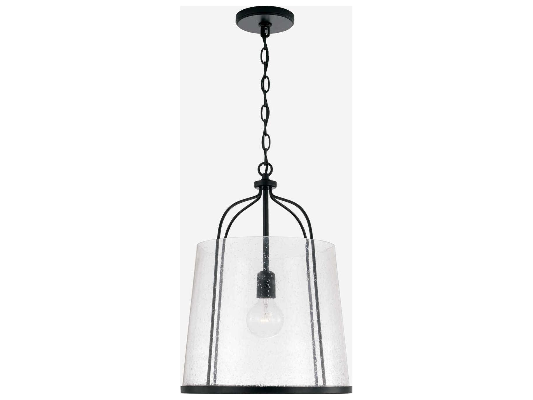 Capital Lighting Madison 1-Light Matte Black Glass Empire Pendant