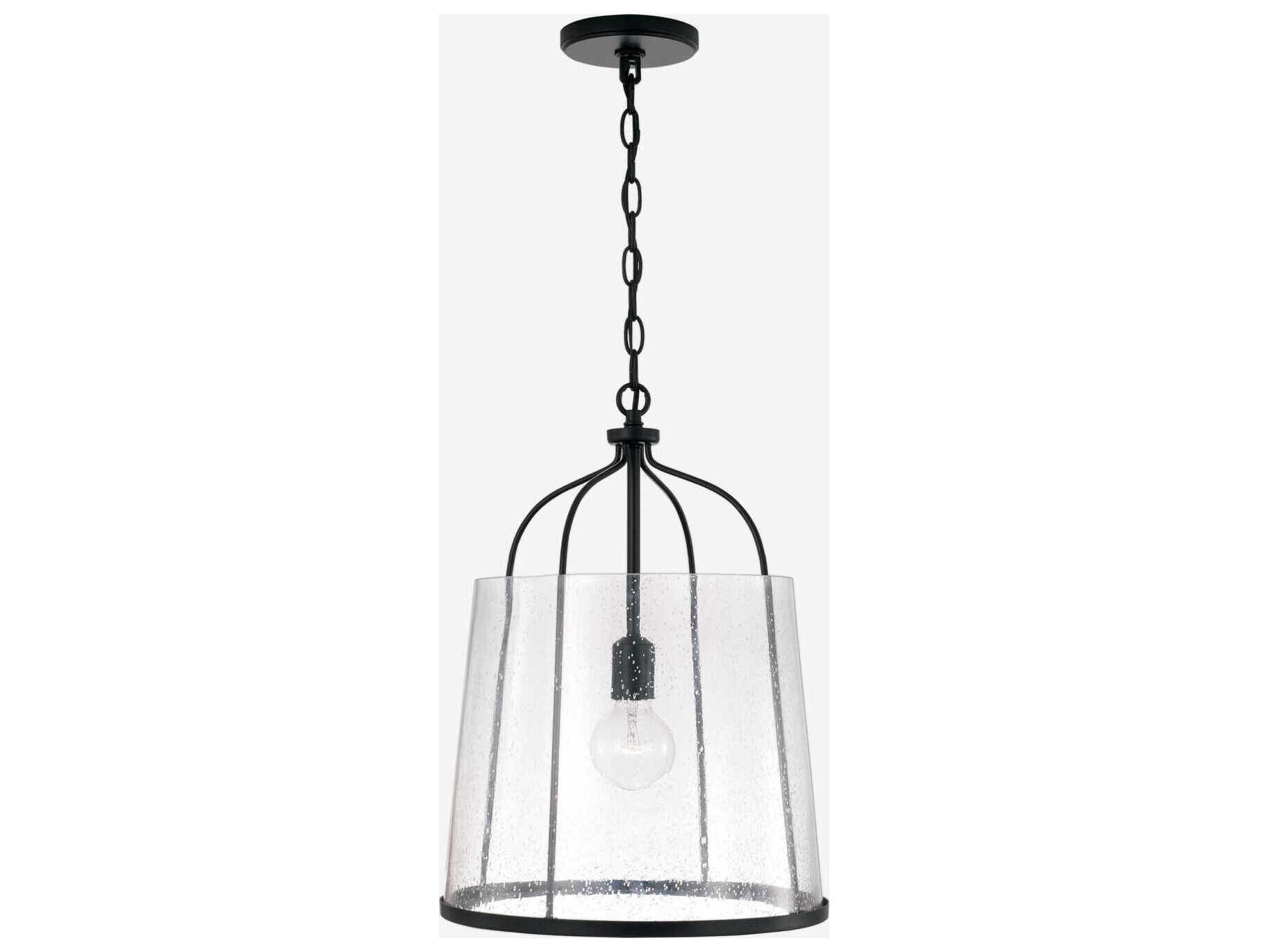 Capital Lighting Madison 1-Light Matte Black Glass Empire Pendant