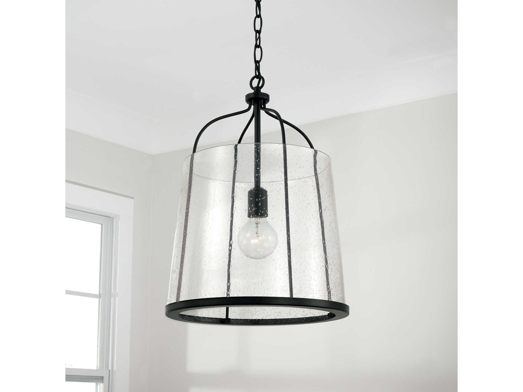 Capital Lighting Madison 1-Light Matte Black Glass Empire Pendant