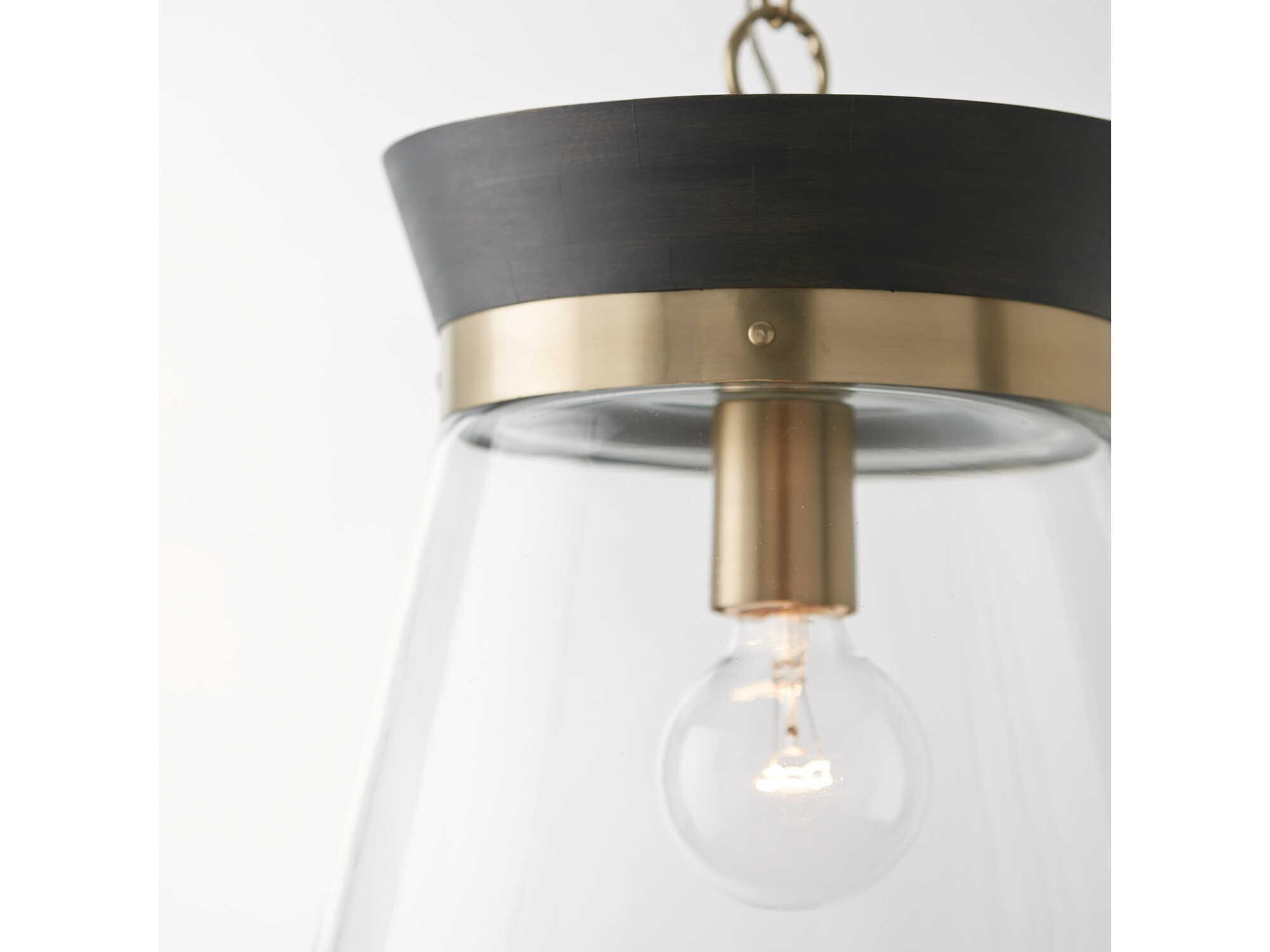 Capital Lighting Finn 1-Light Black Stain Matte Brass Glass Empire Mini Pendant