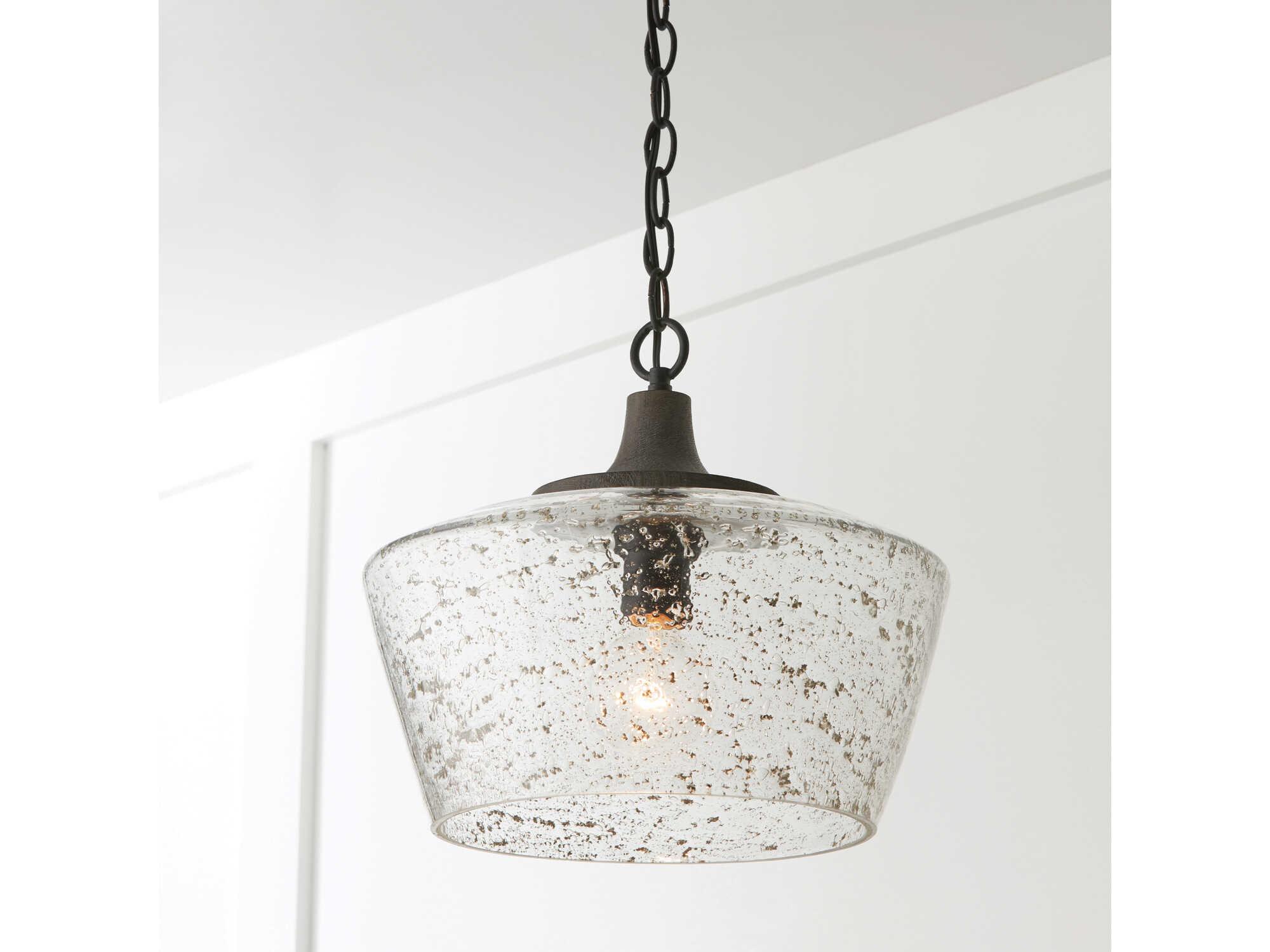 Capital Lighting Clive 1-Light Carbon Grey Black Iron Glass Dome Pendant