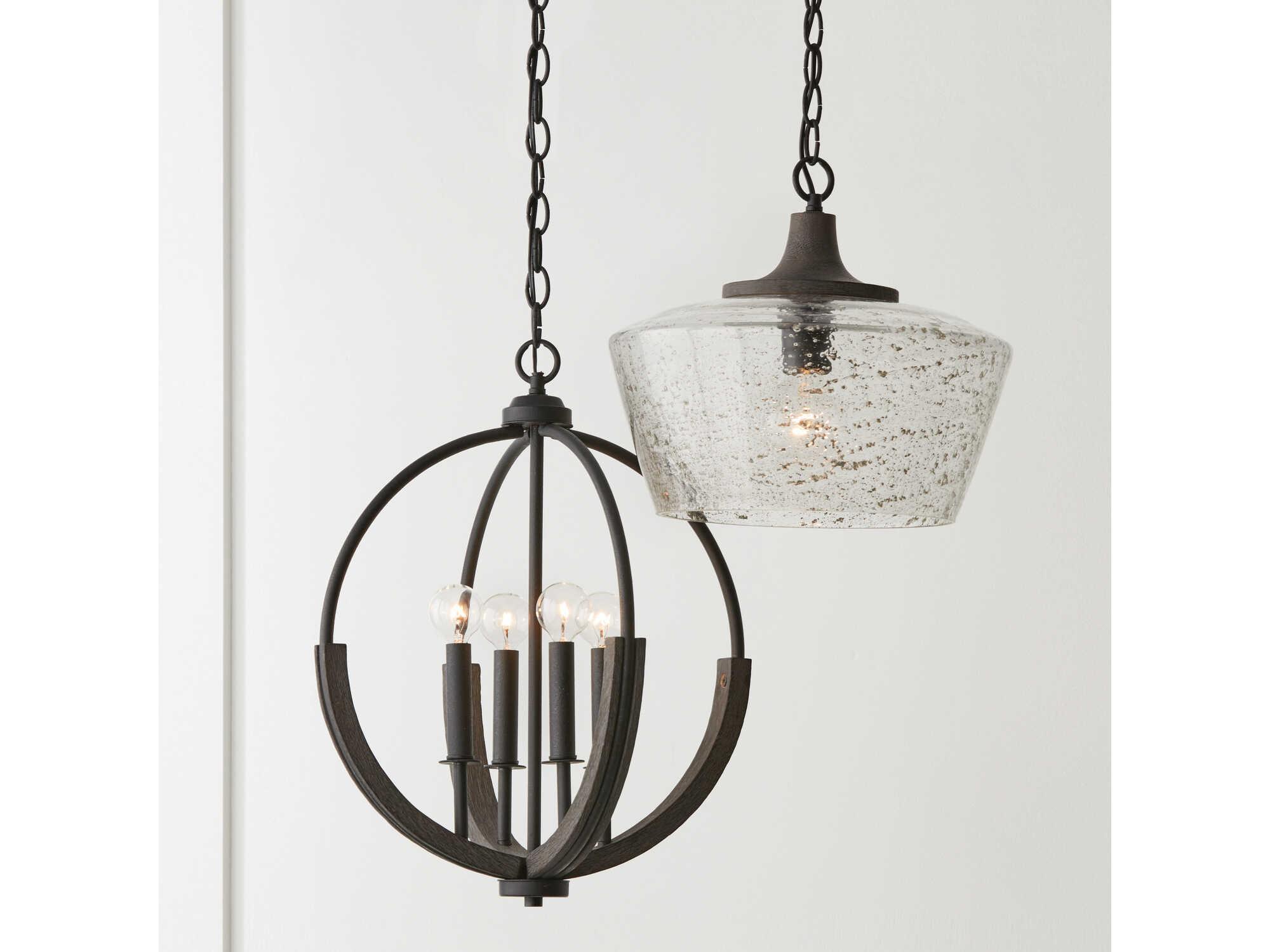 Capital Lighting Clive 1-Light Carbon Grey Black Iron Glass Dome Pendant