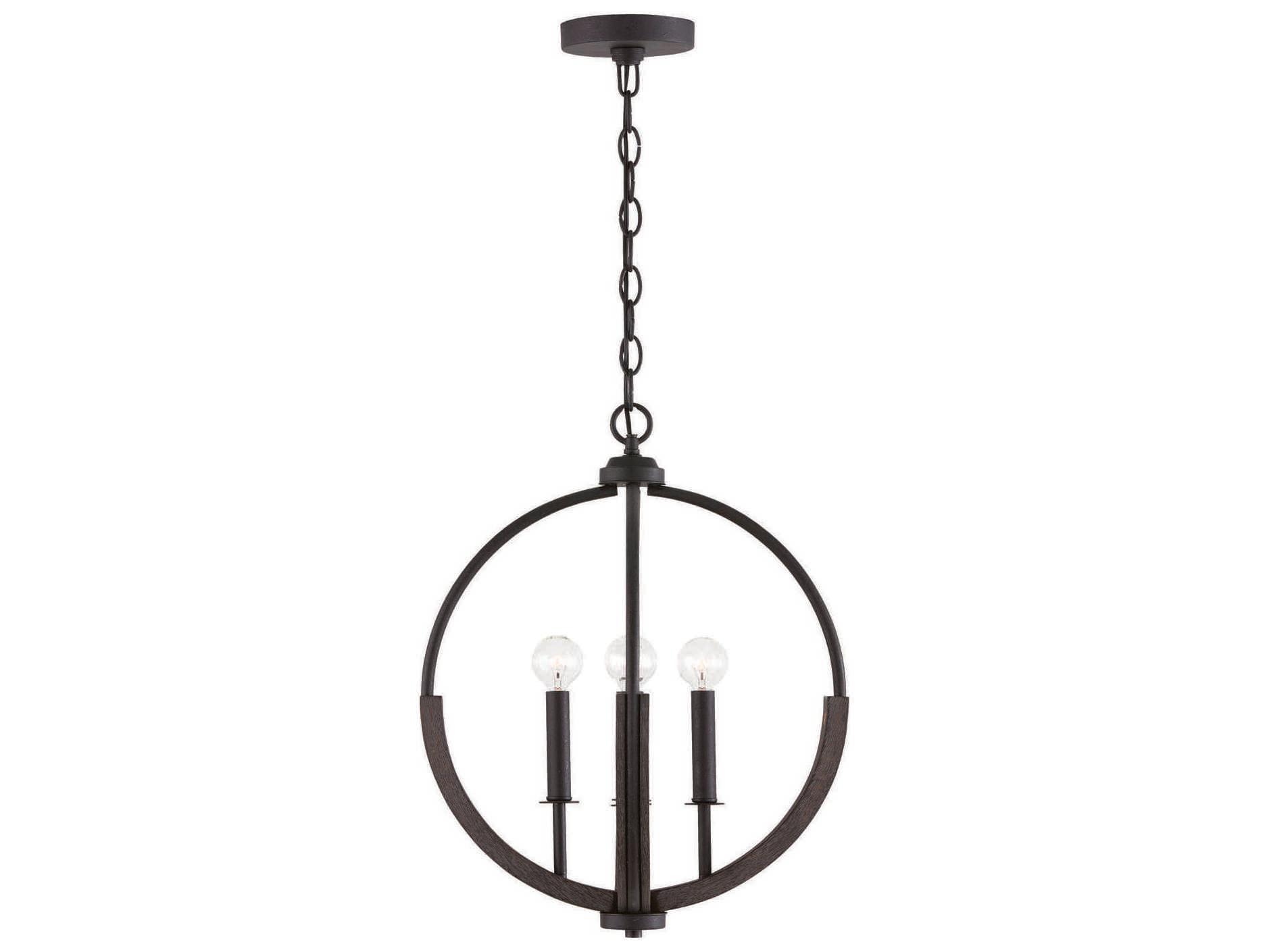 Capital Lighting Clive 4-Light Carbon Grey Black Iron Round Pendant