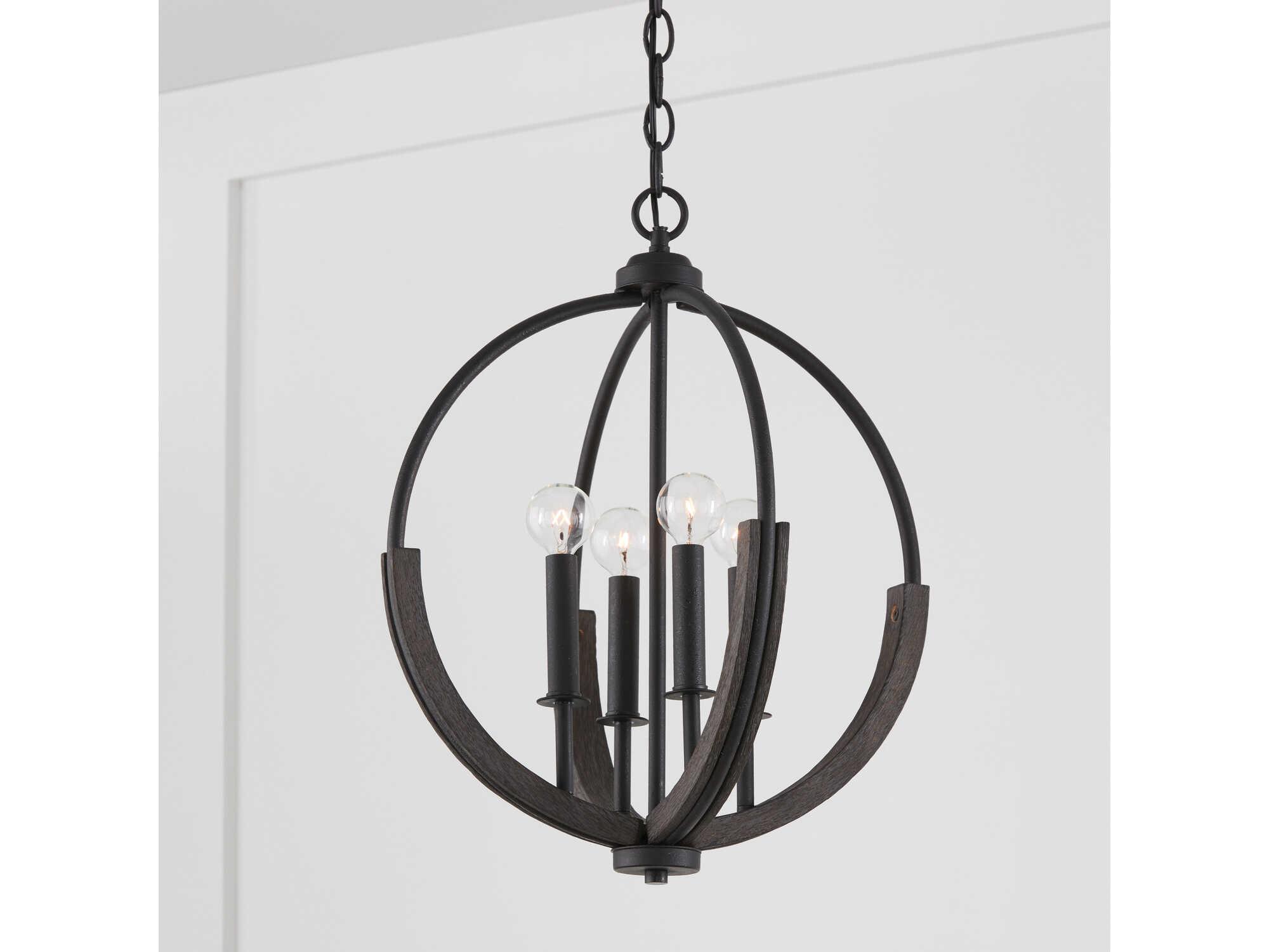 Capital Lighting Clive 4-Light Carbon Grey Black Iron Round Pendant