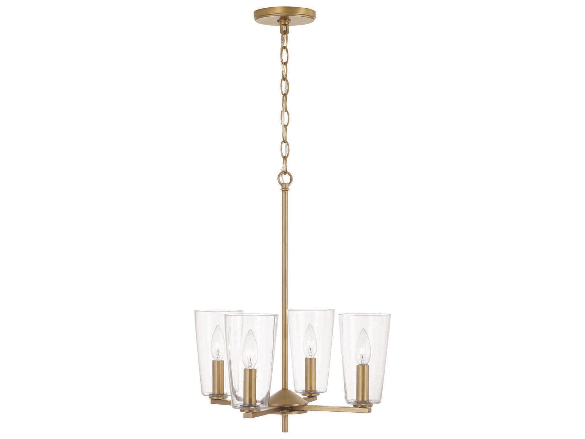 Capital Lighting Portman 4-Light Aged Brass Glass Bell Pendant