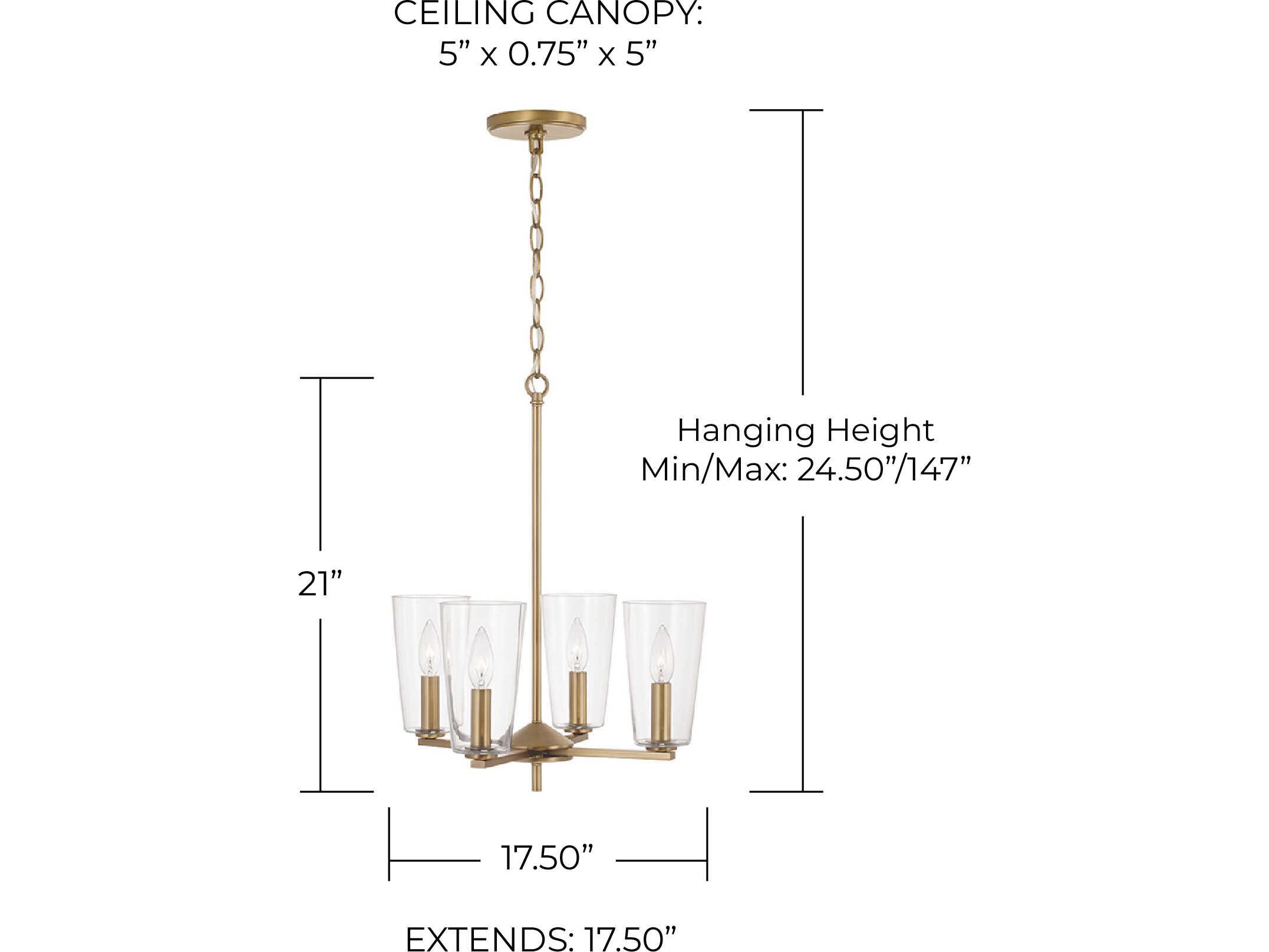 Capital Lighting Portman 4-Light Aged Brass Glass Bell Pendant