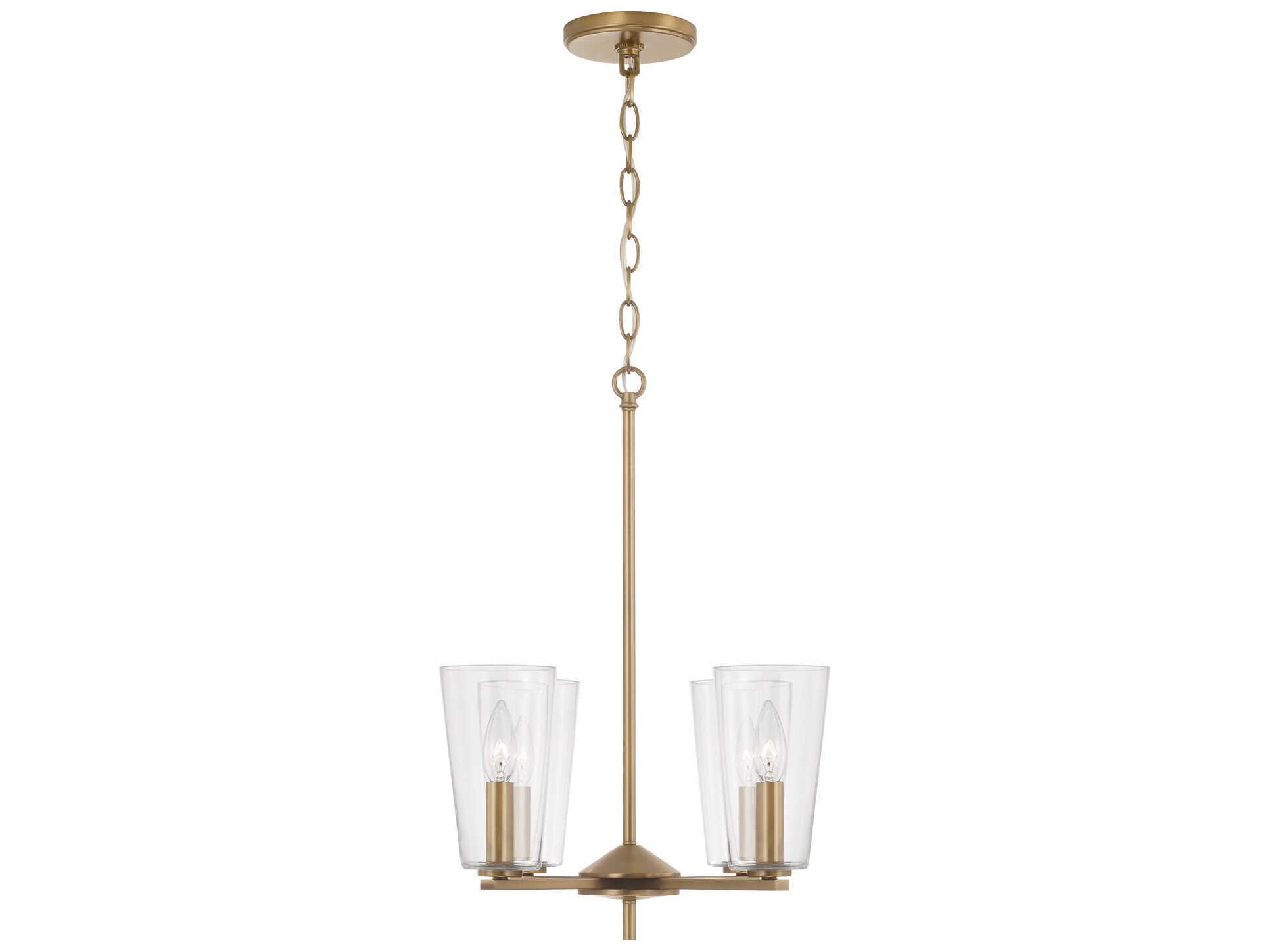 Capital Lighting Portman 4-Light Aged Brass Glass Bell Pendant