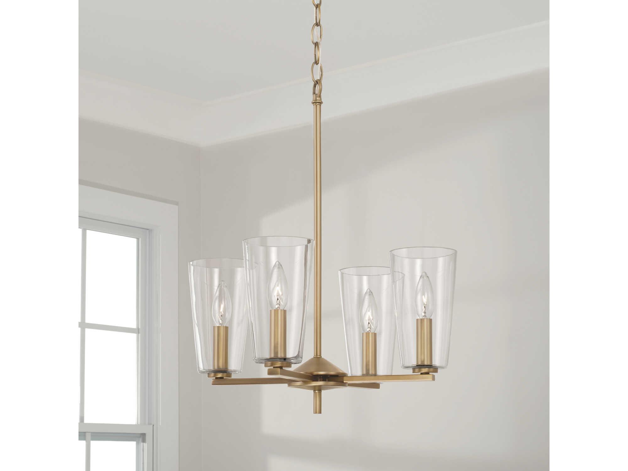 Capital Lighting Portman 4-Light Aged Brass Glass Bell Pendant