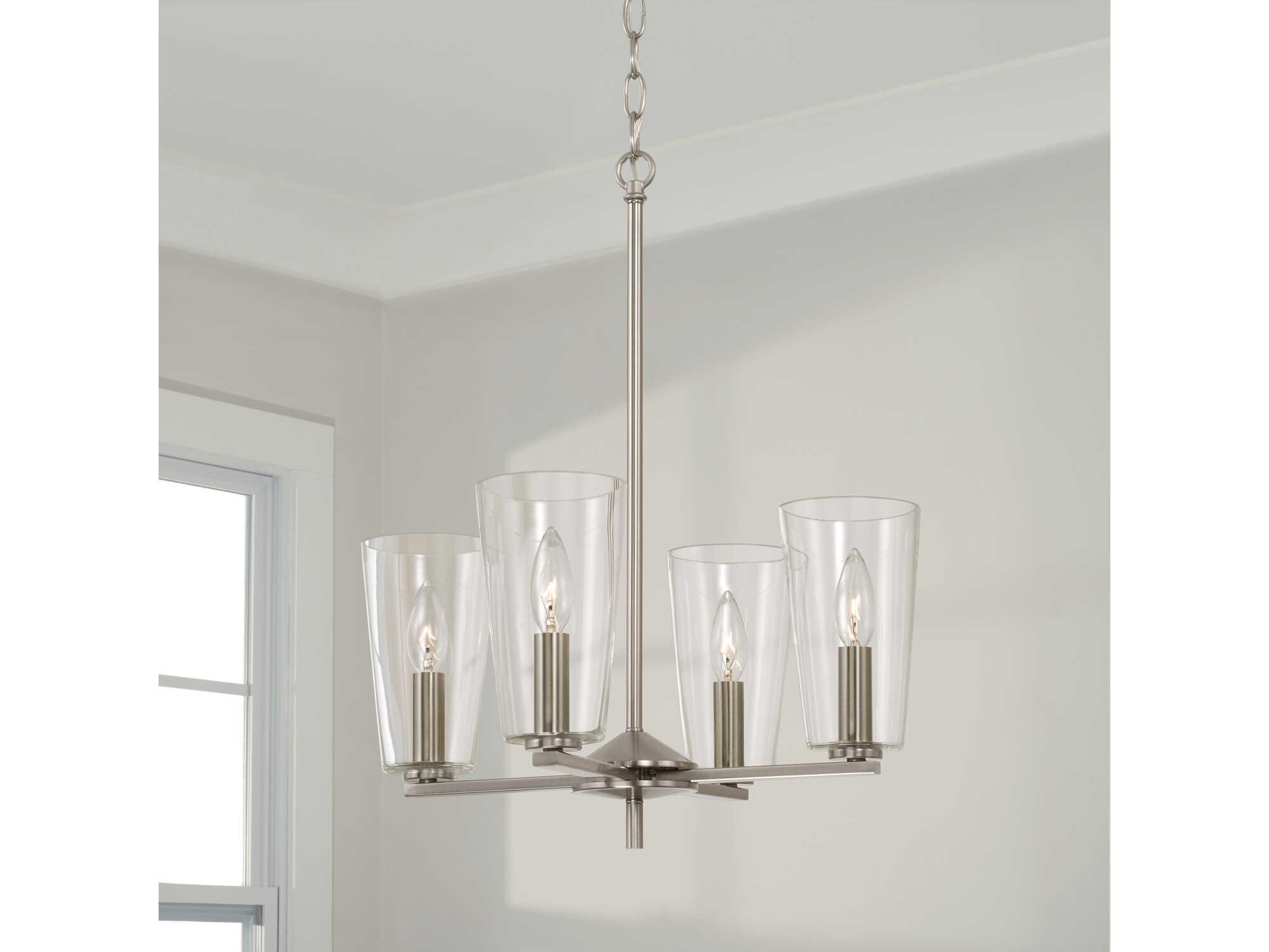 Capital Lighting Portman 4-Light Brushed Nickel Glass Bell Pendant