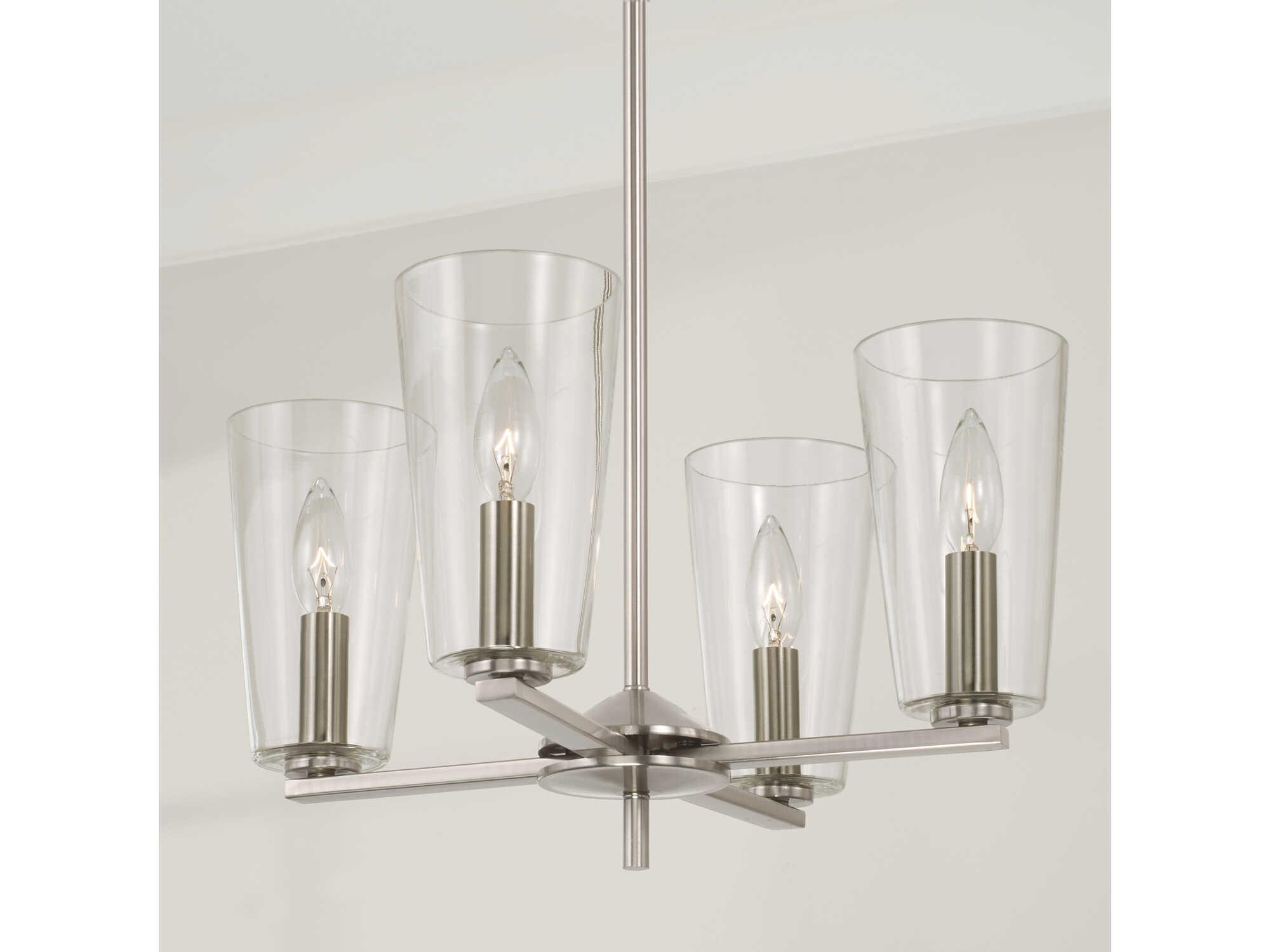 Capital Lighting Portman 4-Light Brushed Nickel Glass Bell Pendant