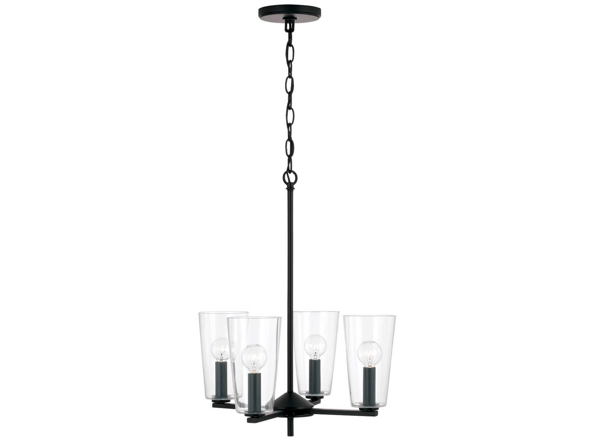 Capital Lighting Portman 4-Light Matte Black Glass Bell Pendant