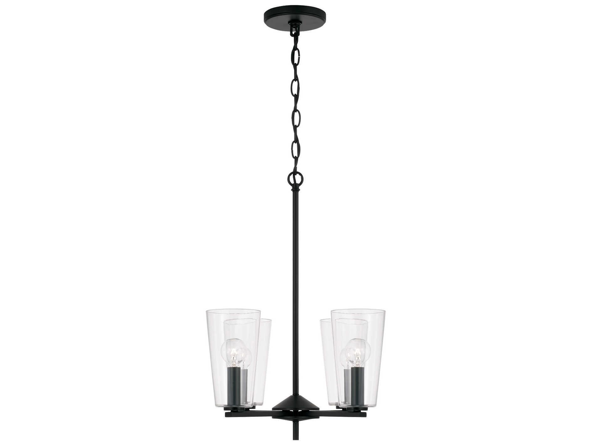 Capital Lighting Portman 4-Light Matte Black Glass Bell Pendant