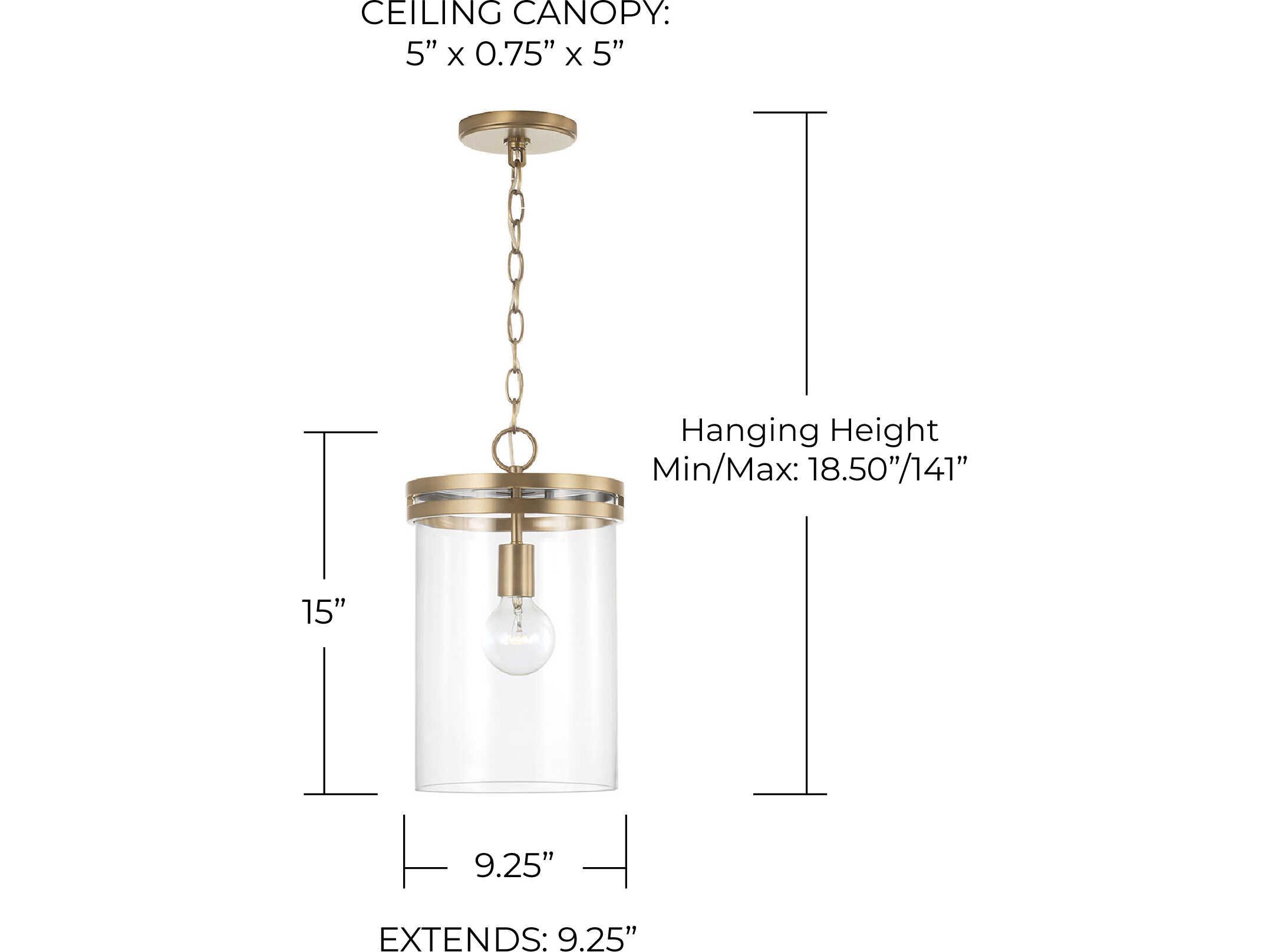 Capital Lighting Fuller 1-Light Aged Brass Glass Cylinder Mini Pendant