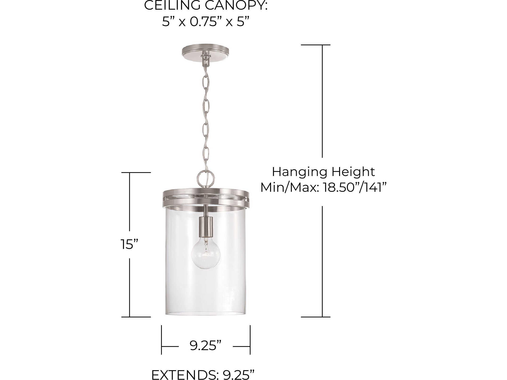 Capital Lighting Fuller 1-Light Brushed Nickel Glass Cylinder Mini Pendant