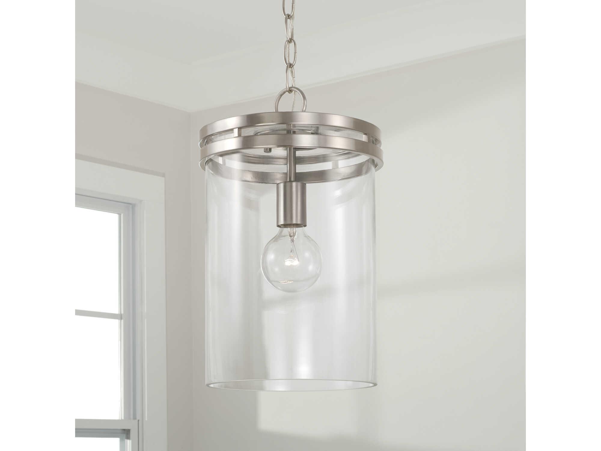 Capital Lighting Fuller 1-Light Brushed Nickel Glass Cylinder Mini Pendant