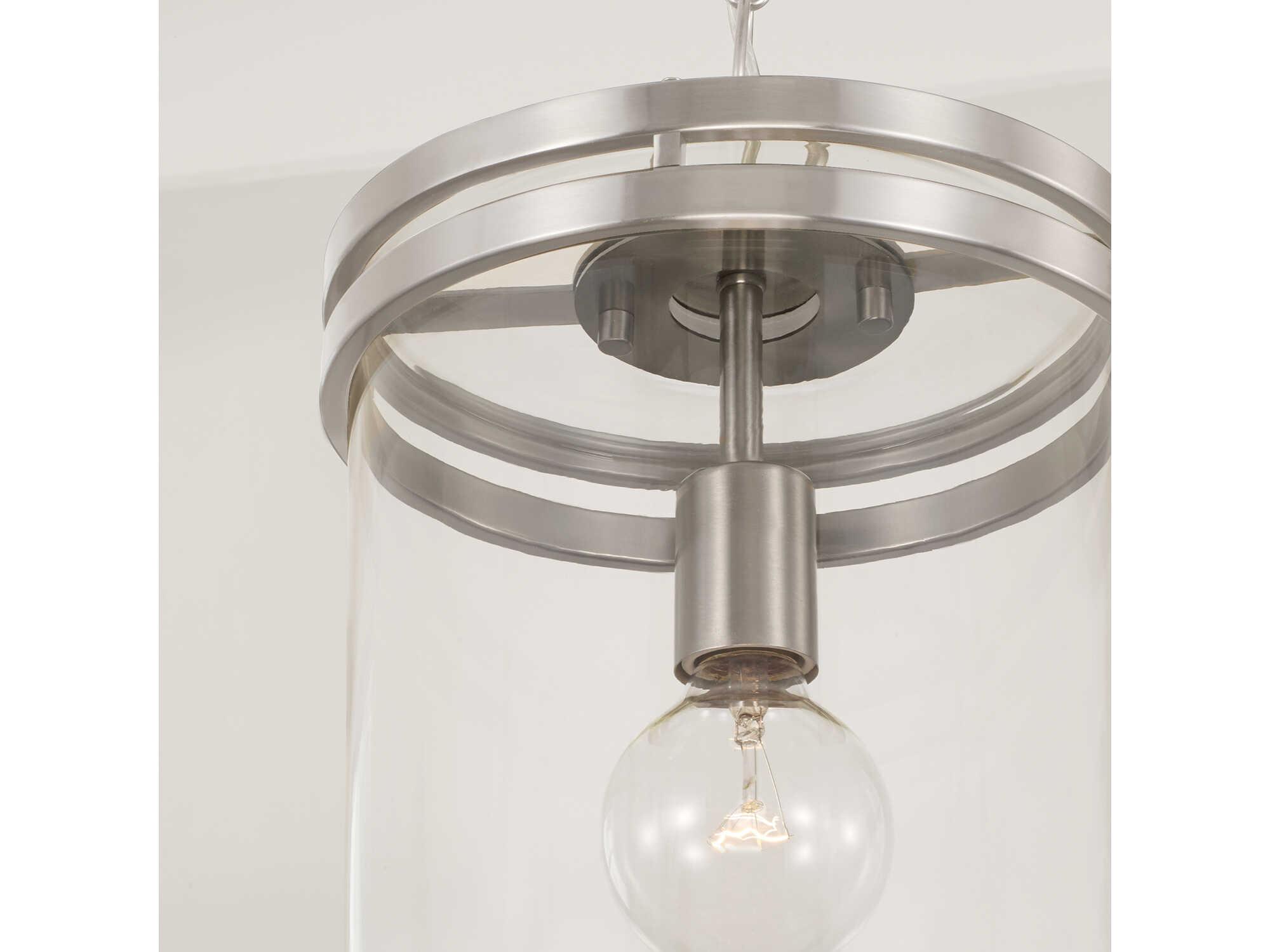 Capital Lighting Fuller 1-Light Brushed Nickel Glass Cylinder Mini Pendant