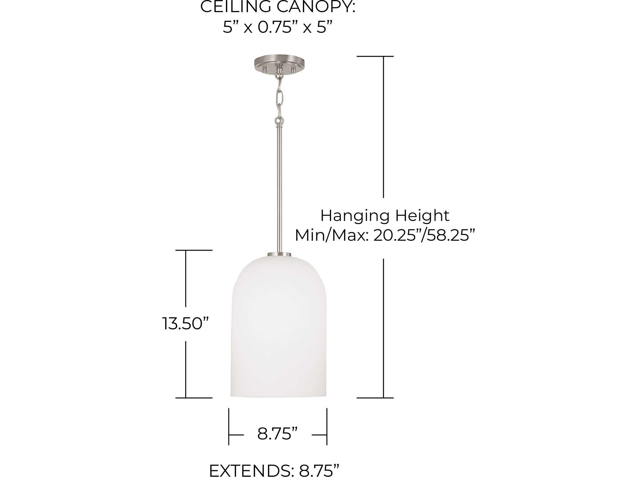 Capital Lighting Lawson 1-Light Brushed Nickel Glass Bell Mini Pendant