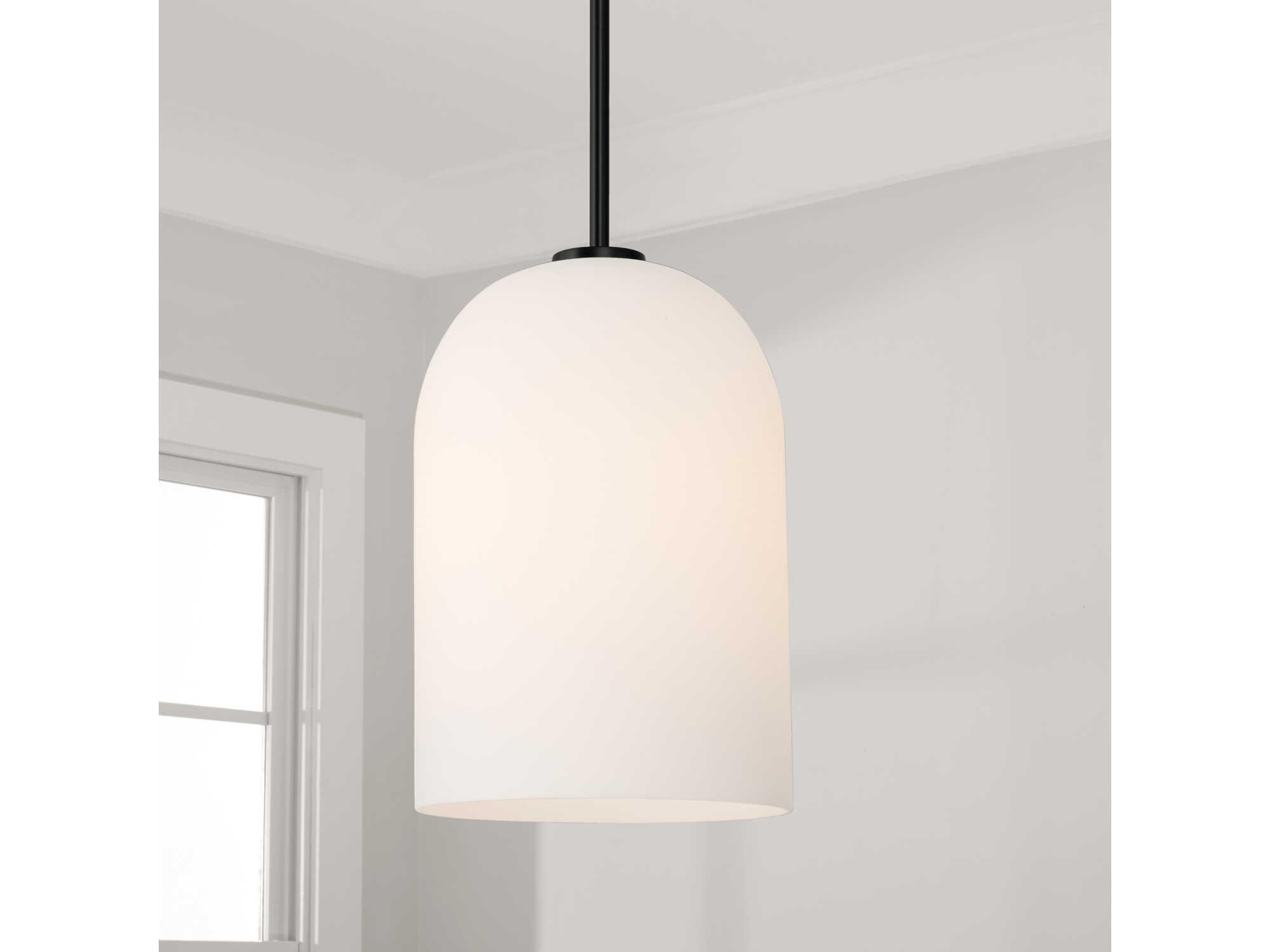 Capital Lighting Lawson 1-Light Matte Black Glass Bell Mini Pendant
