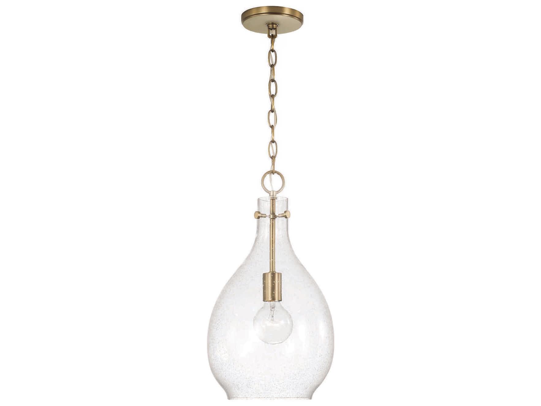 Capital Lighting Brentwood 1-Light Aged Brass Glass Mini Pendant
