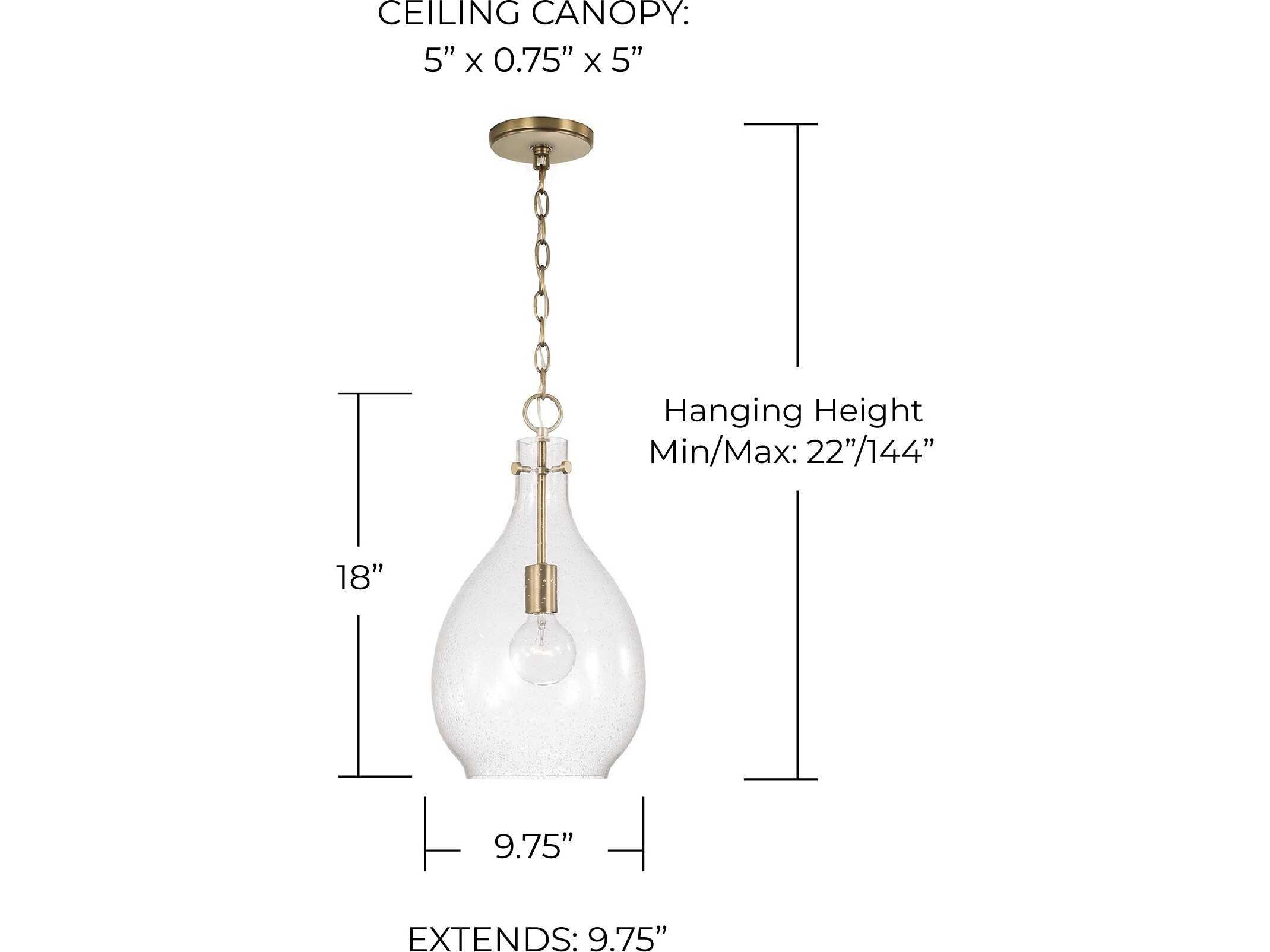 Capital Lighting Brentwood 1-Light Aged Brass Glass Mini Pendant
