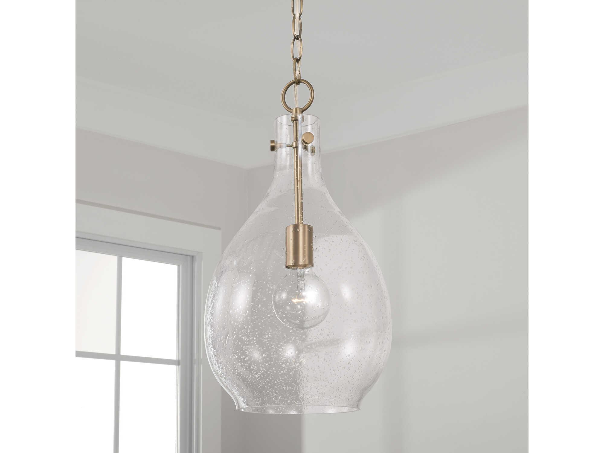 Capital Lighting Brentwood 1-Light Aged Brass Glass Mini Pendant