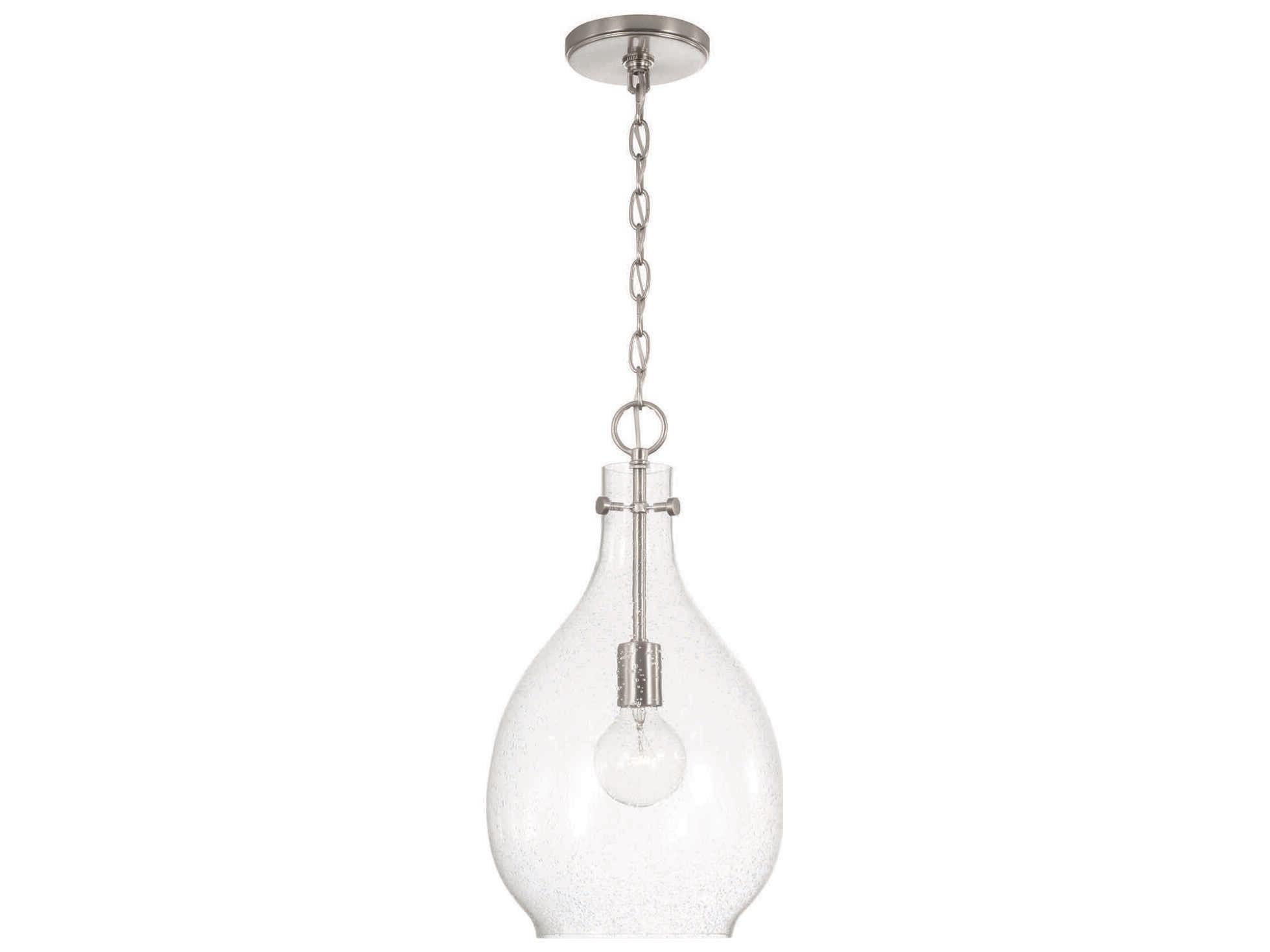 Capital Lighting Brentwood 1-Light Brushed Nickel Glass Mini Pendant