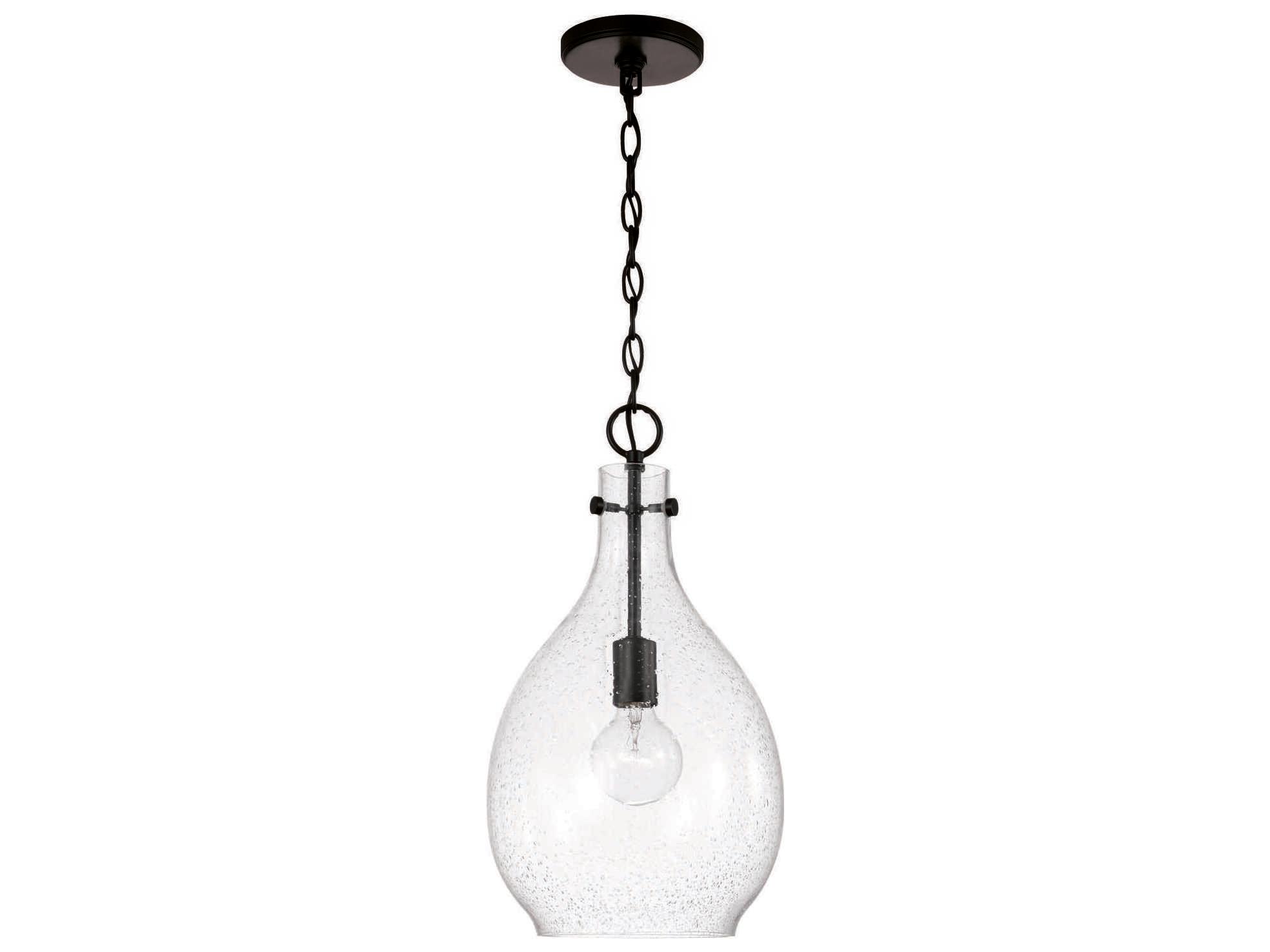 Capital Lighting Brentwood 1-Light Matte Black Glass Mini Pendant