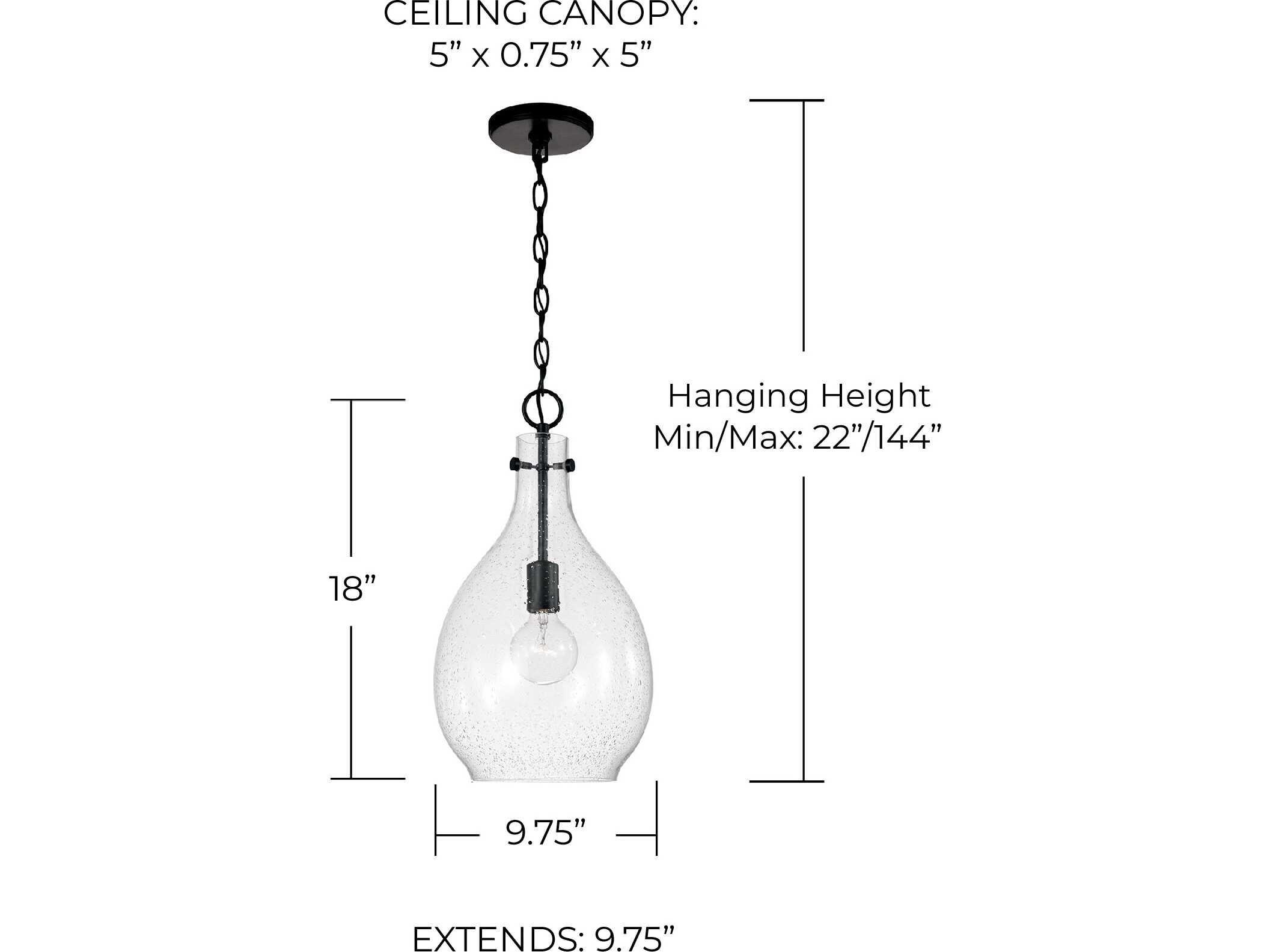 Capital Lighting Brentwood 1-Light Matte Black Glass Mini Pendant