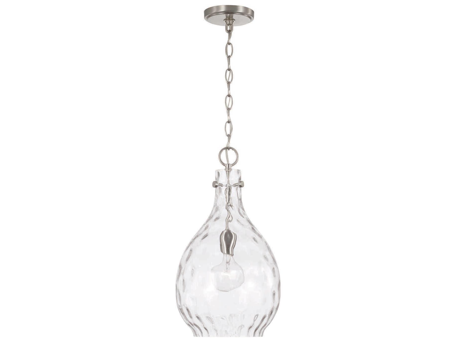 Capital Lighting Brentwood 1-Light Brushed Nickel Glass Mini Pendant
