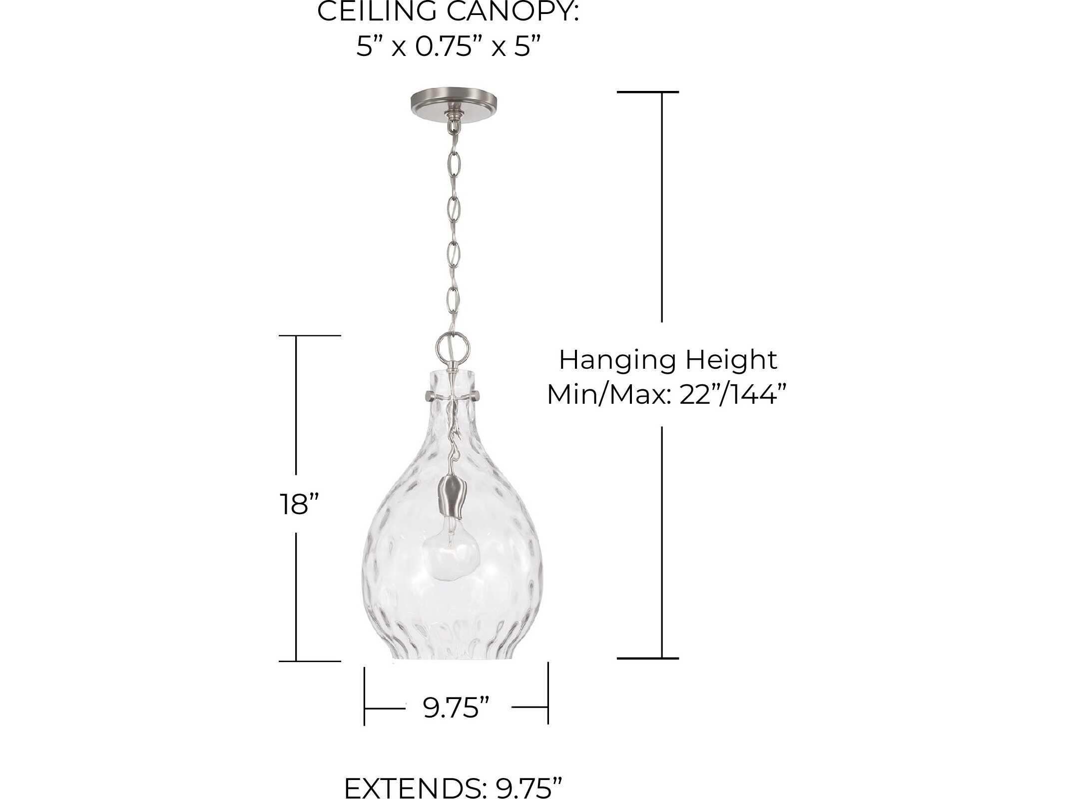 Capital Lighting Brentwood 1-Light Brushed Nickel Glass Mini Pendant