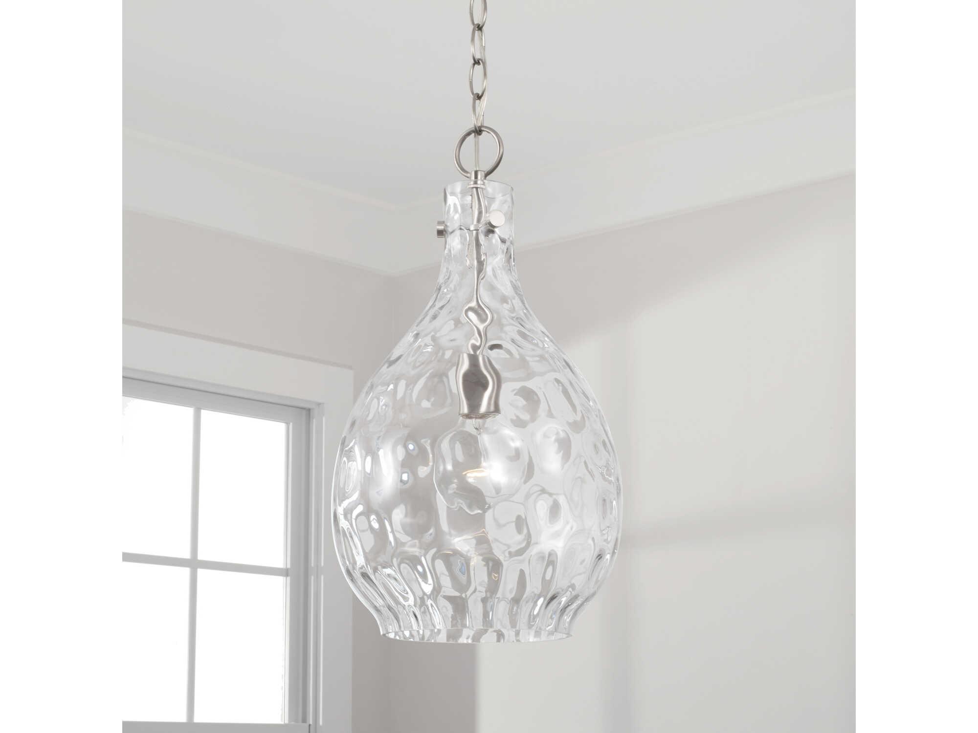 Capital Lighting Brentwood 1-Light Brushed Nickel Glass Mini Pendant