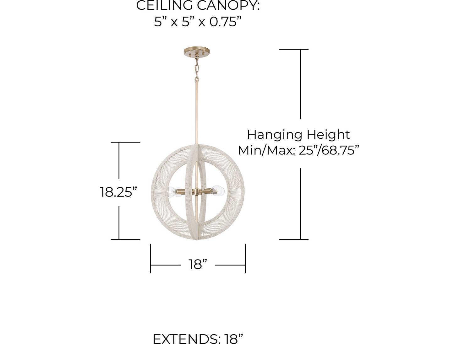 Capital Lighting Delaney 4-Light Matte Brass Round Pendant