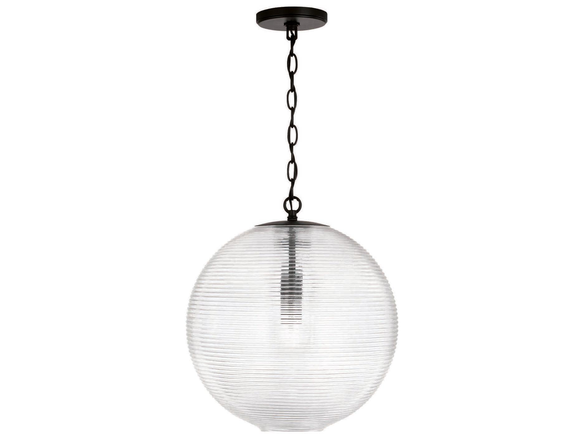 Capital Lighting Dolan 1-Light Matte Black Glass Globe Pendant