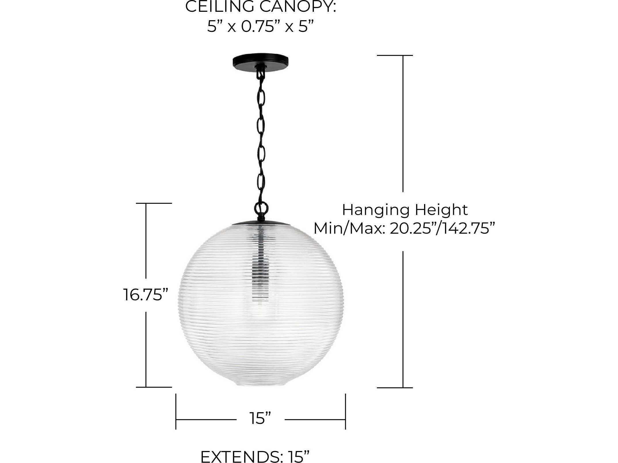Capital Lighting Dolan 1-Light Matte Black Glass Globe Pendant