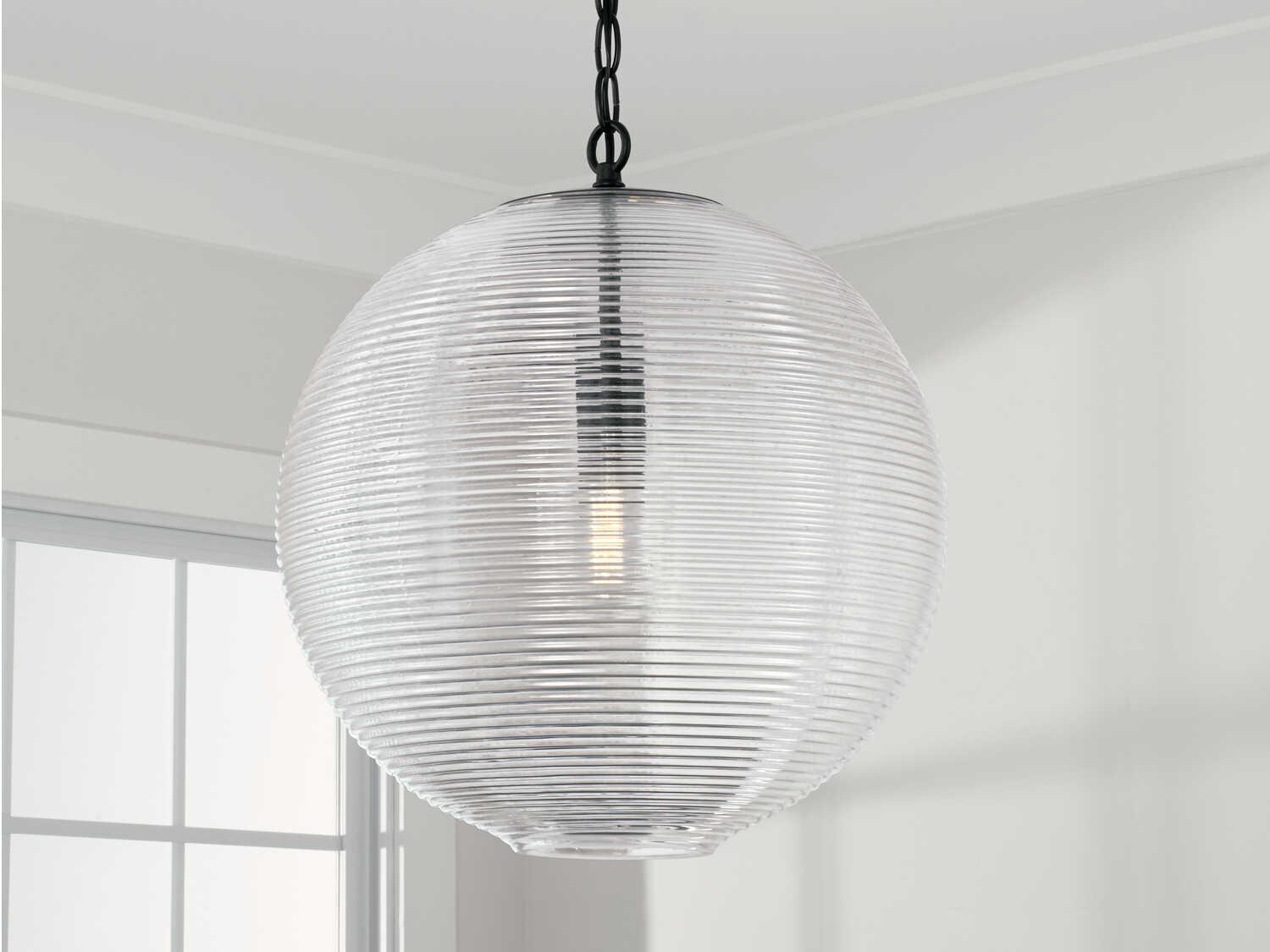 Capital Lighting Dolan 1-Light Matte Black Glass Globe Pendant