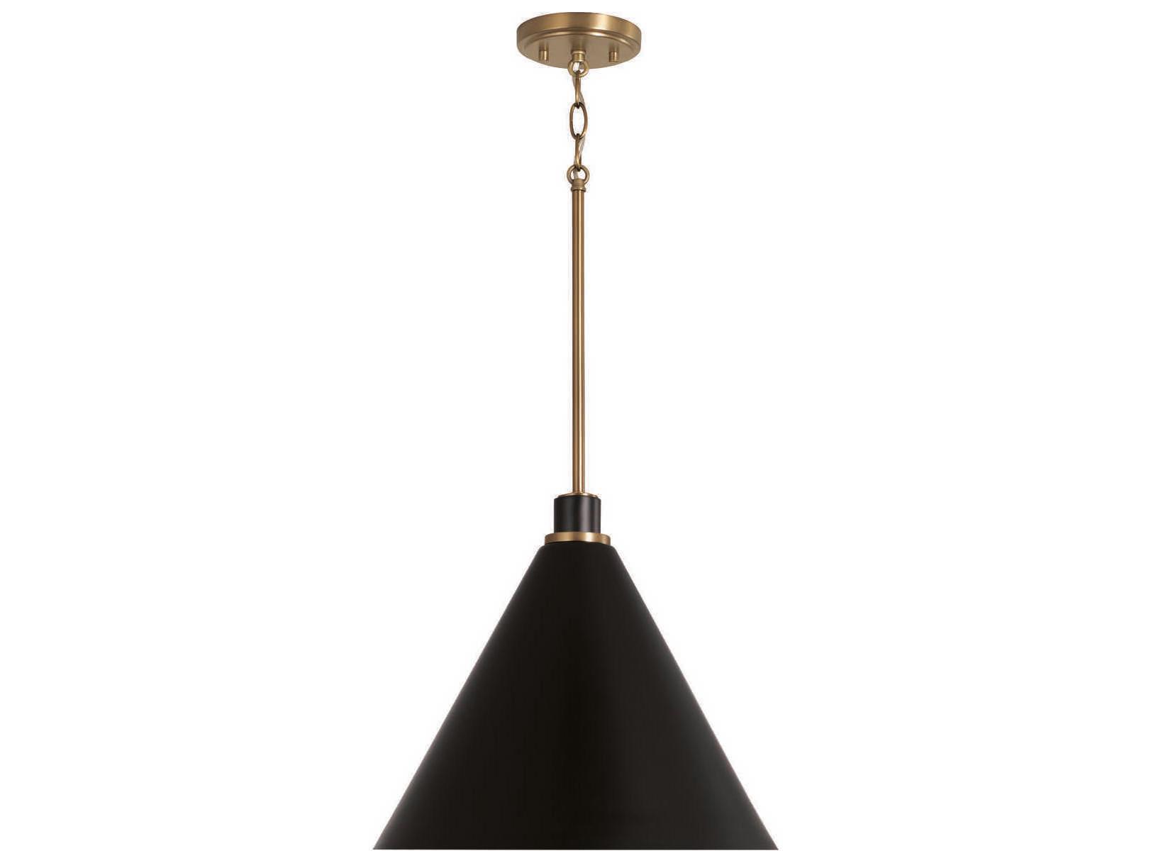 Capital Lighting Bradley 1-Light Aged Brass Black Pendant