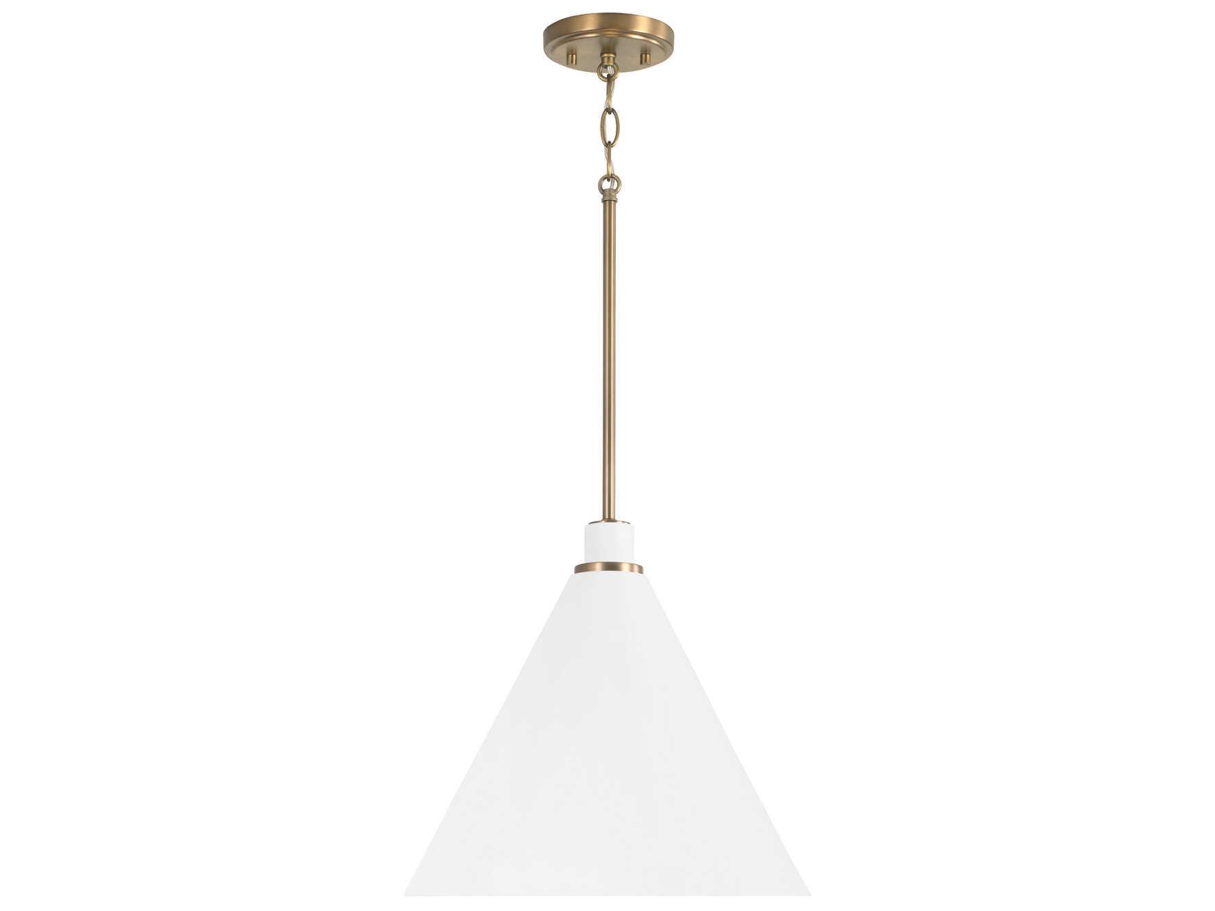 Capital Lighting Bradley 1-Light Aged Brass White Pendant