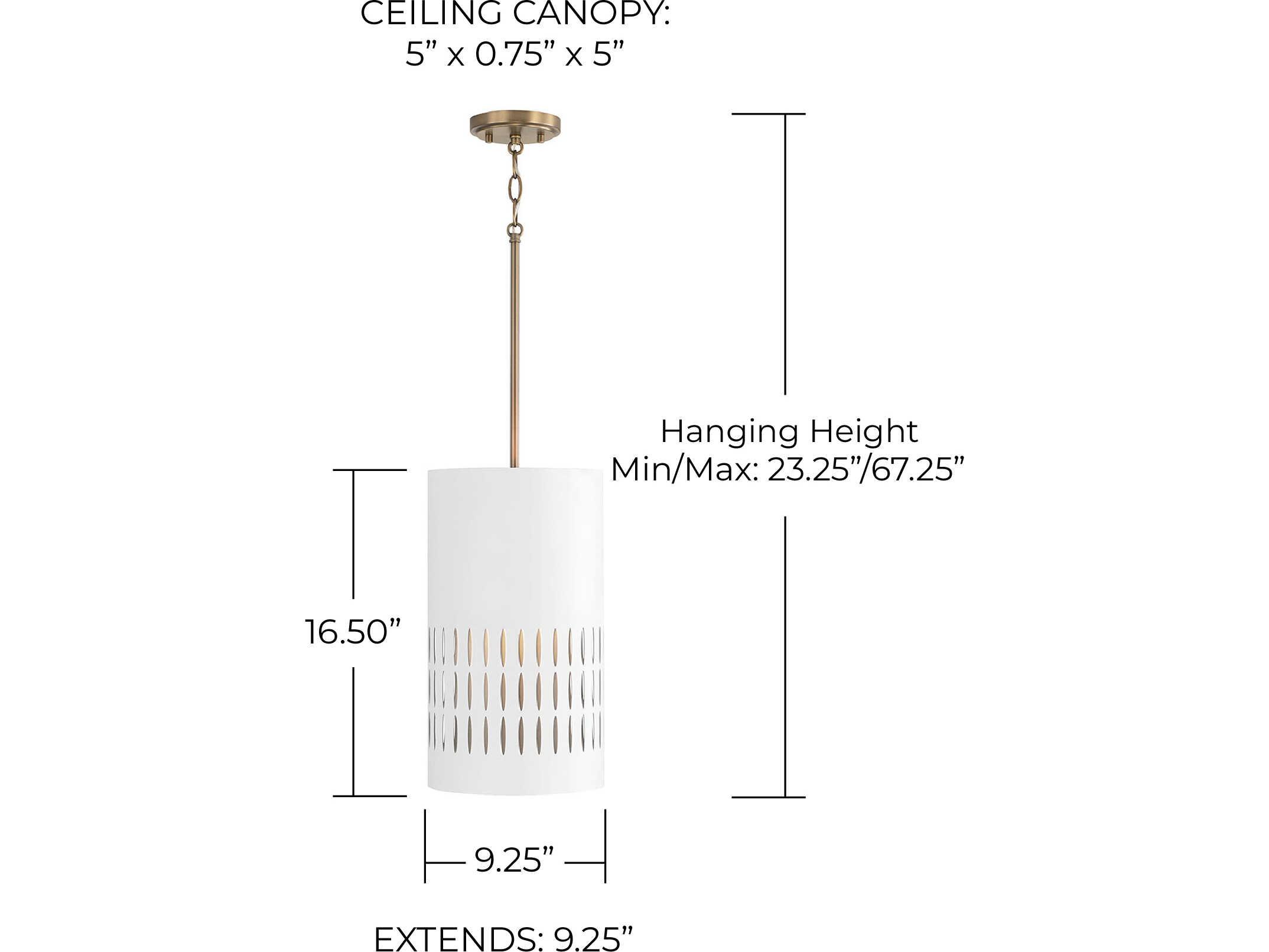 Capital Lighting Dash 1-Light Aged Brass White Cylinder Mini Pendant