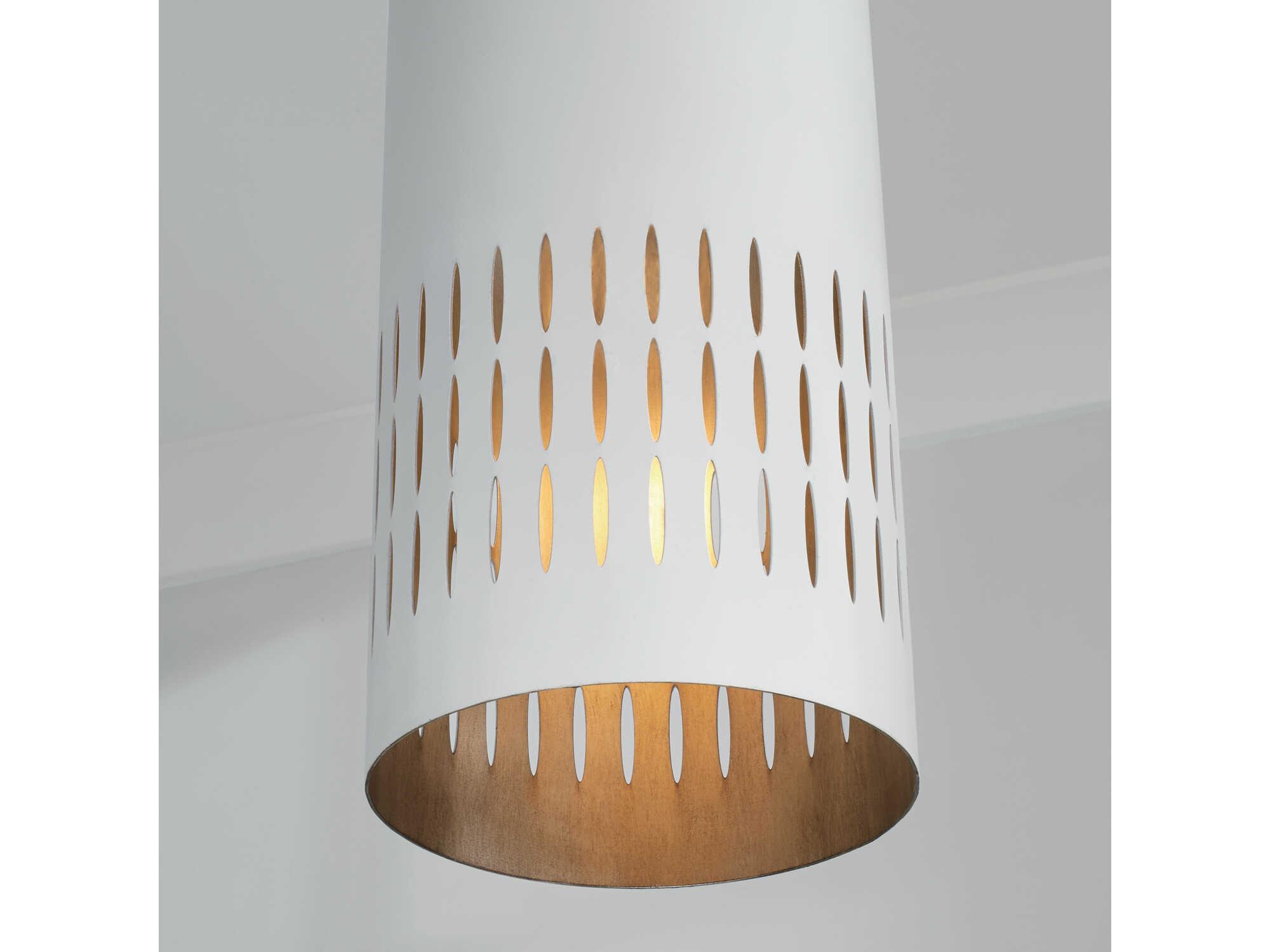 Capital Lighting Dash 1-Light Aged Brass White Cylinder Mini Pendant
