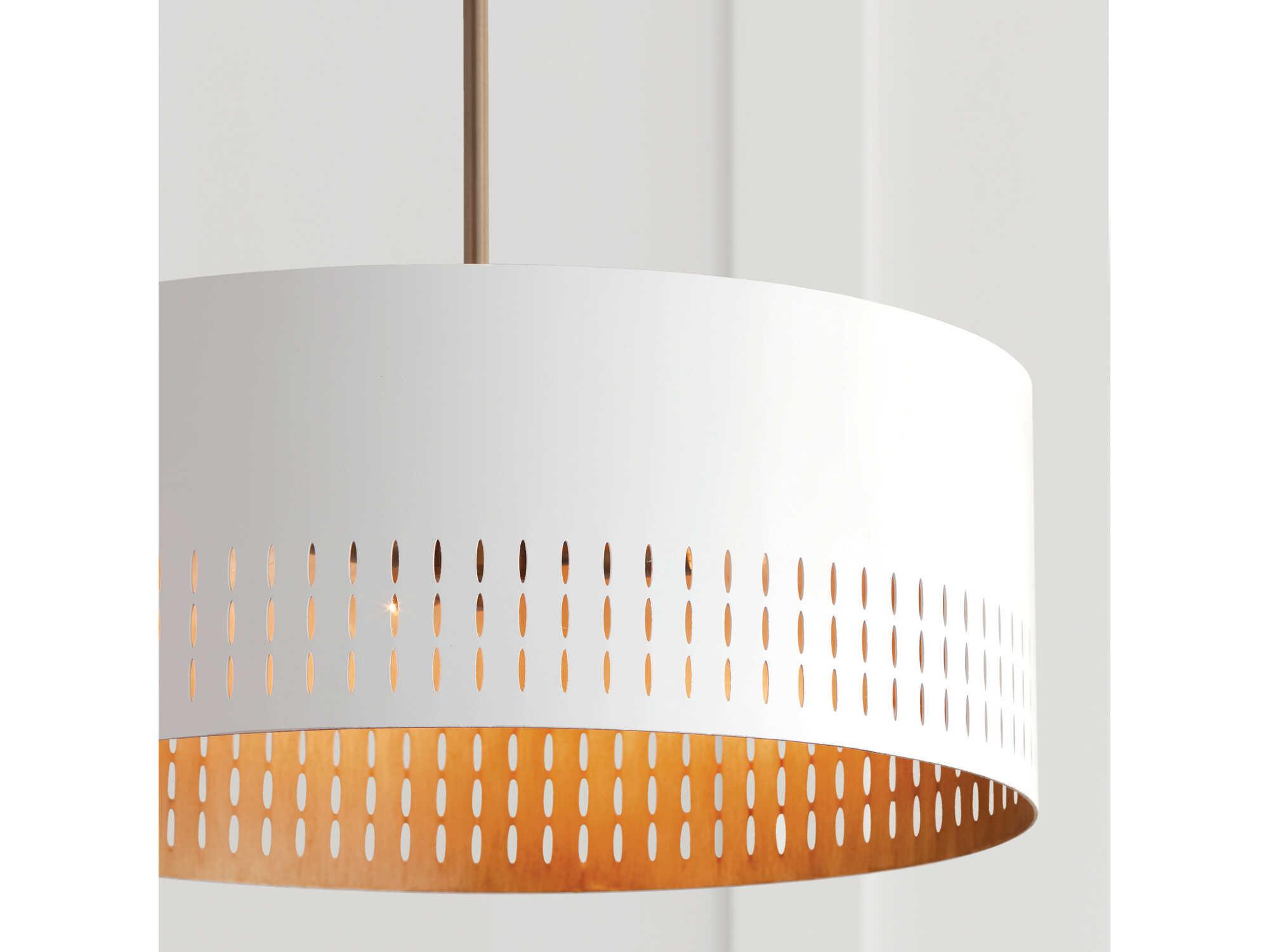 Capital Lighting Dash 3-Light Aged Brass White Drum Pendant