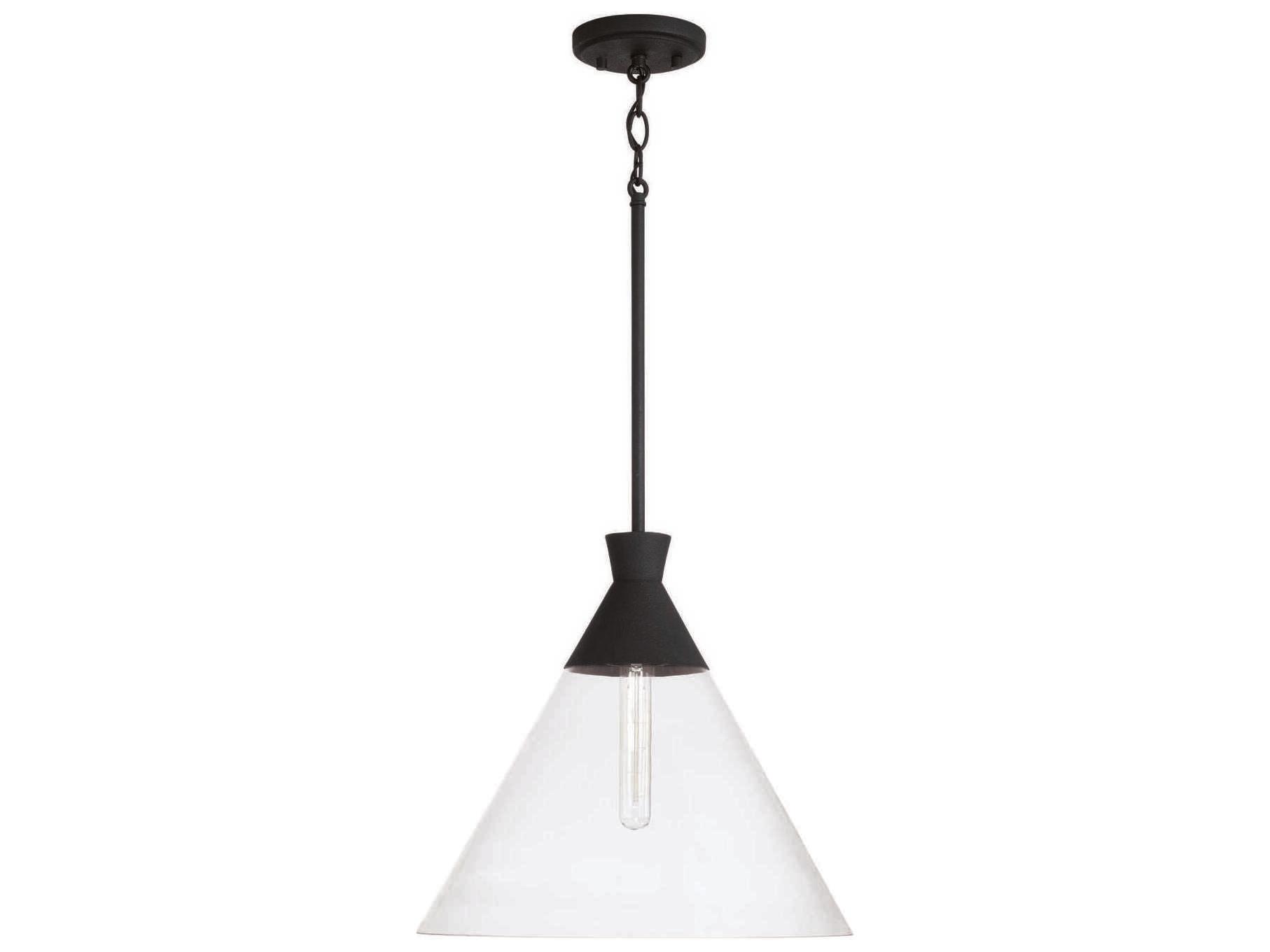Capital Lighting Paloma 1-Light Textured Black Glass Pendant