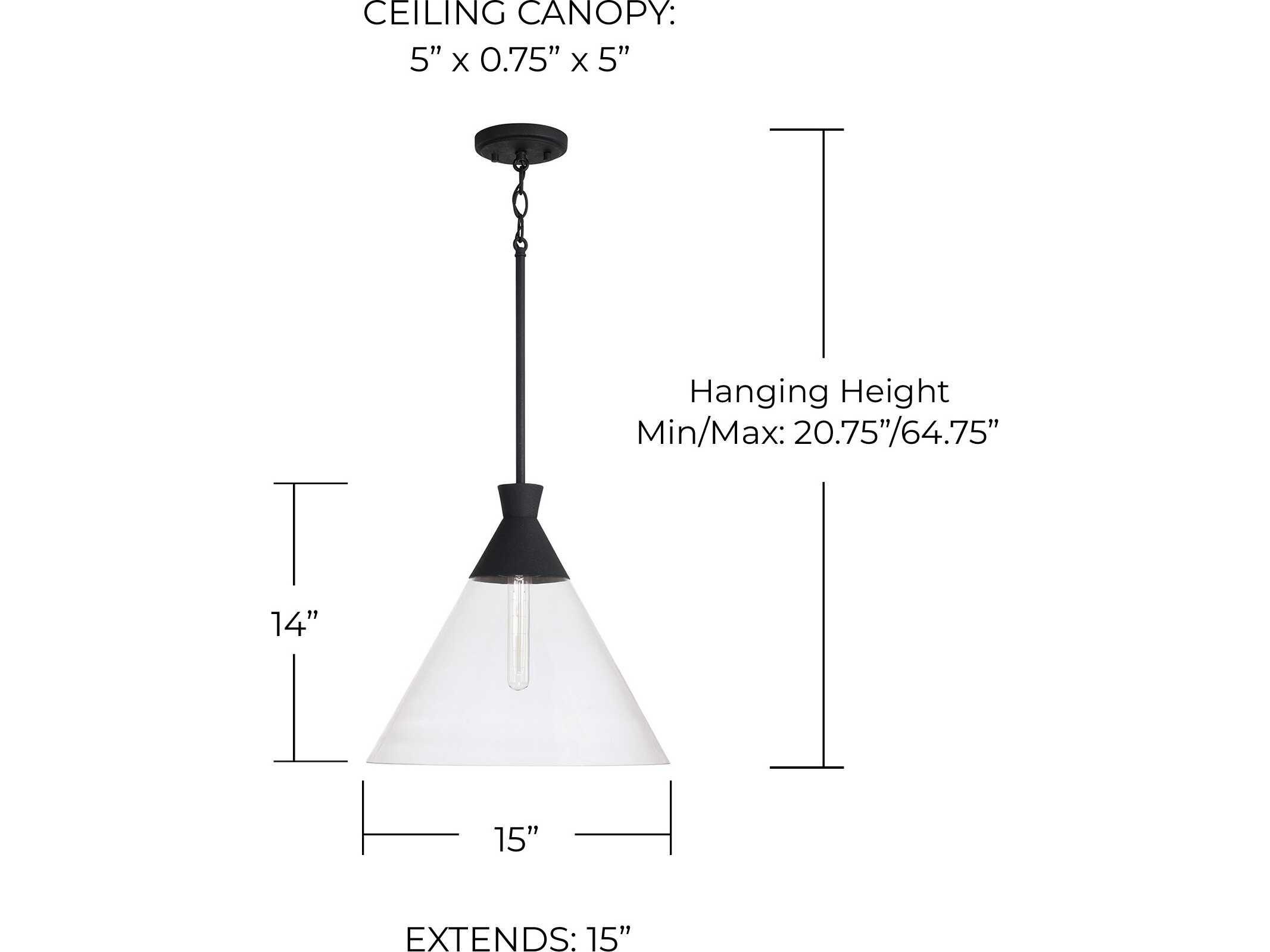 Capital Lighting Paloma 1-Light Textured Black Glass Pendant