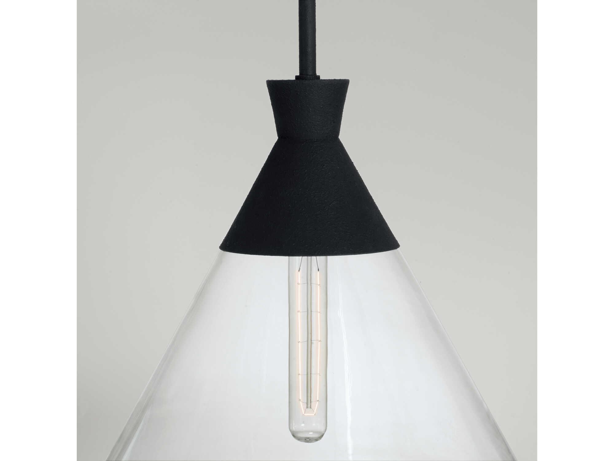 Capital Lighting Paloma 1-Light Textured Black Glass Pendant
